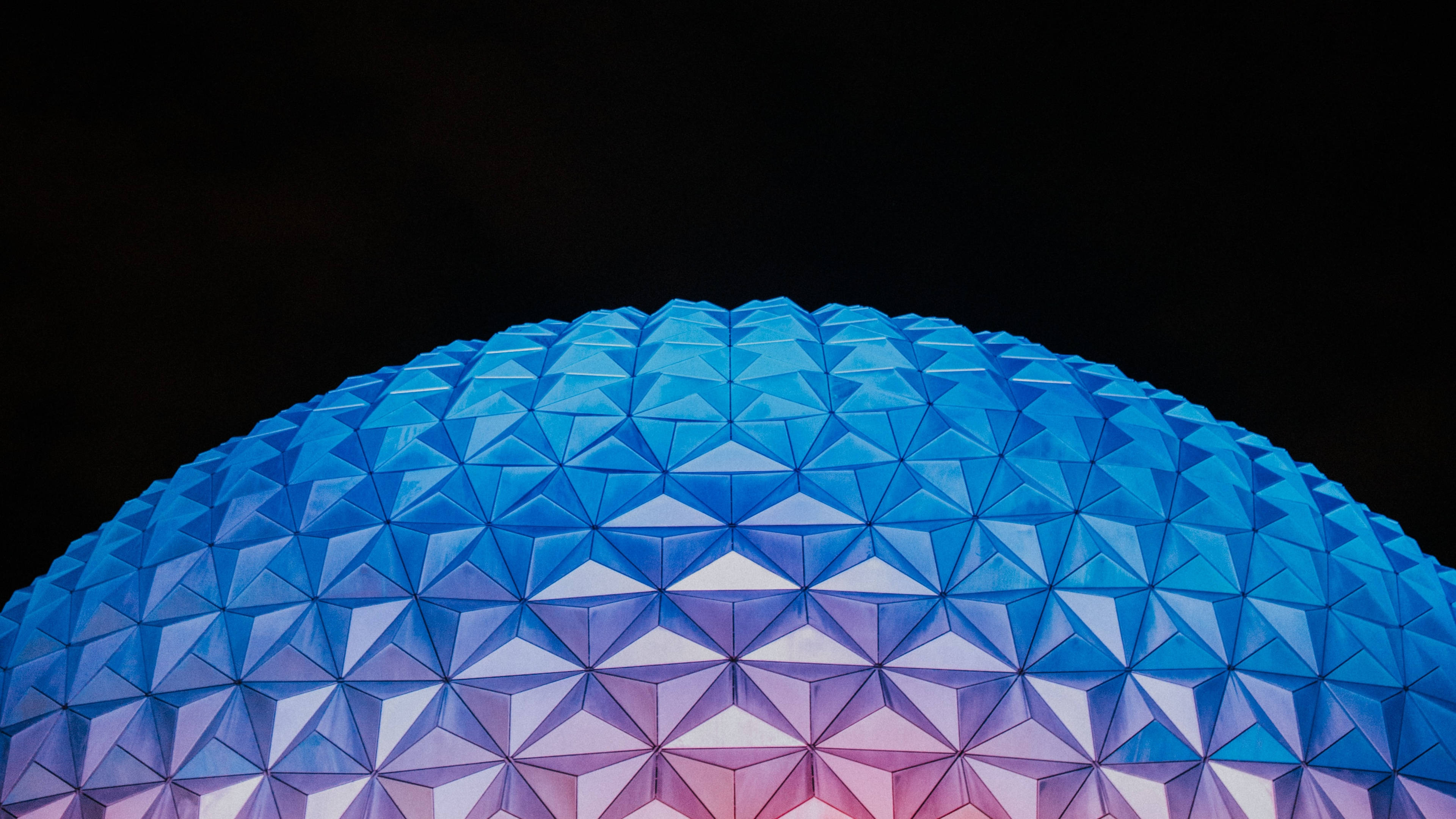 Disney Pattern, geodesic dome, blue lights, 4K Desktop Wallpaper