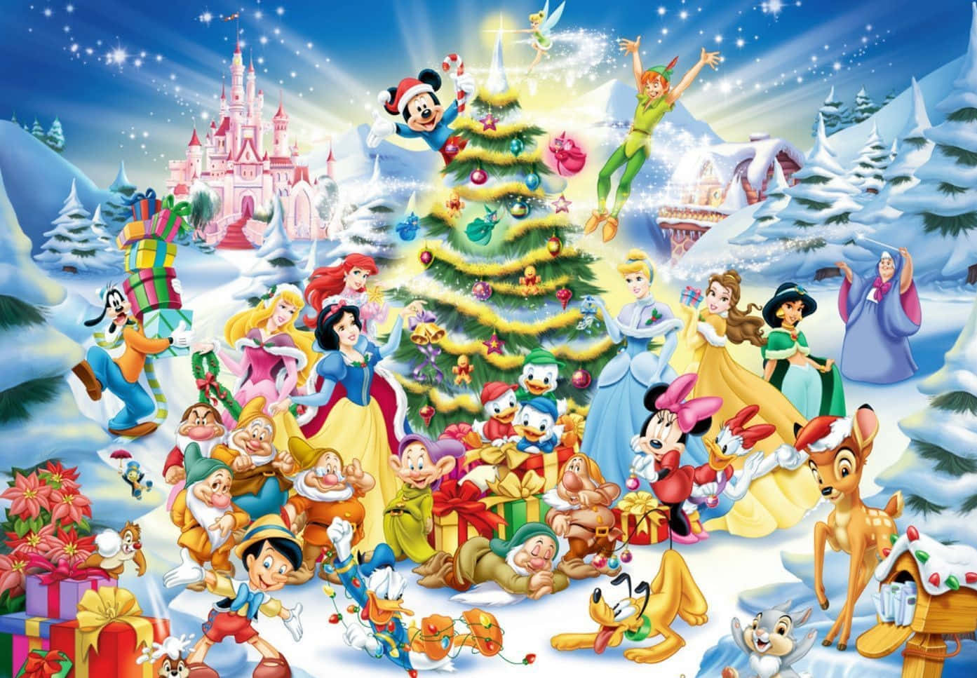 Disney, Christmas, giant tree, HD Desktop Wallpaper