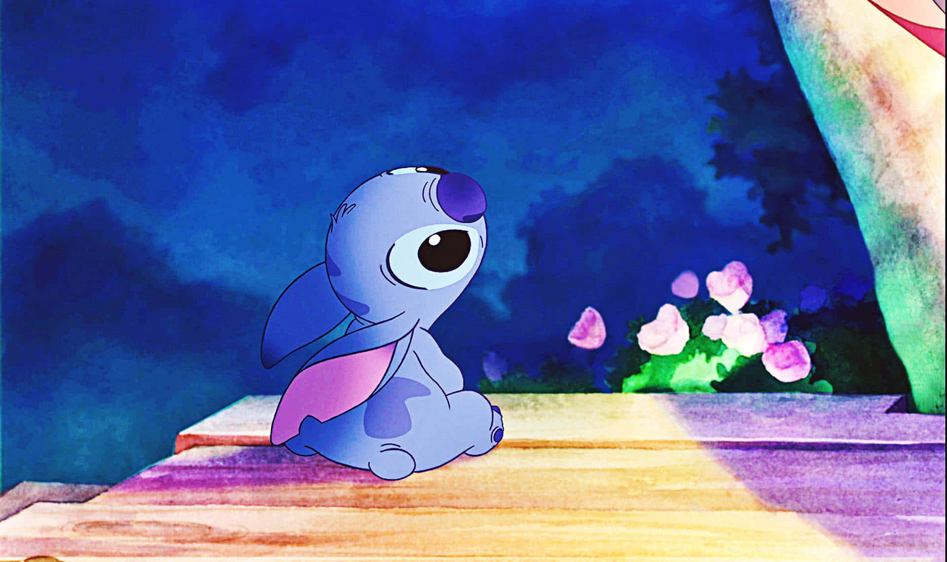 pastel disney, blue alien, large eyes, Full HD Desktop Wallpaper