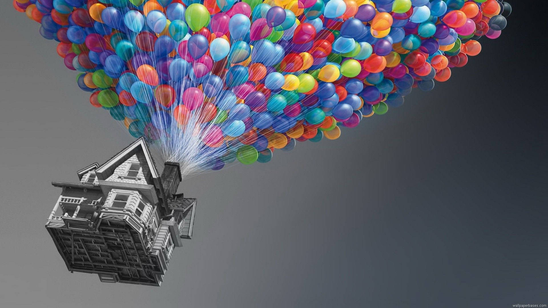 Disney Up, house, colorful balloons, Full HD Desktop Wallpaper