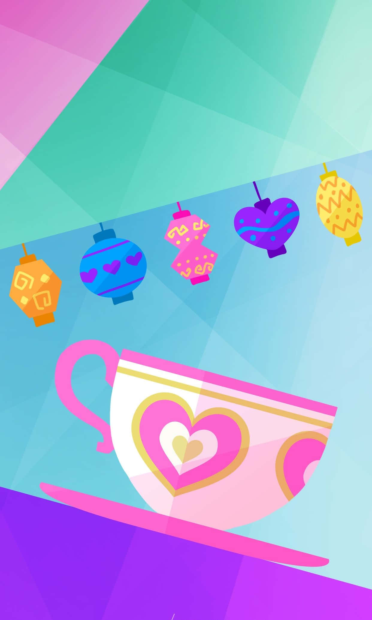 Disney Valentine, pink teacup, heart patterns, Full HD Phone Wallpaper