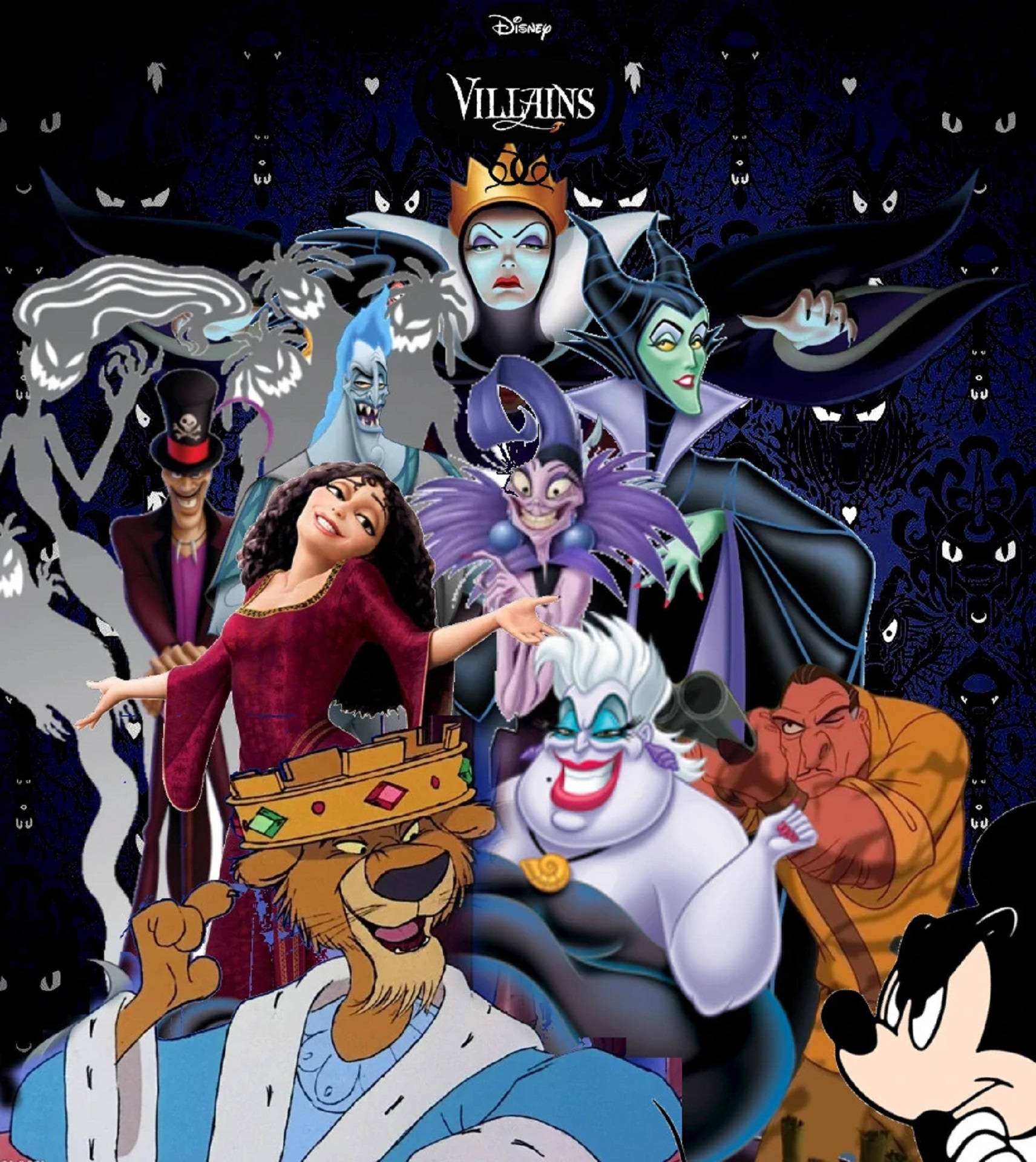 Disney Villains, Disney villains collage, iconic animated antagonists, Full HD Phone Wallpaper