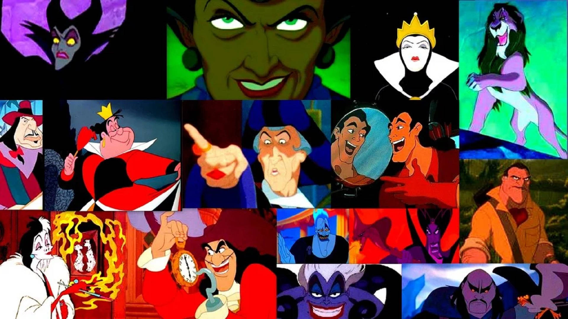 Disney Villains, comic strip, collage, Full HD Desktop Wallpaper