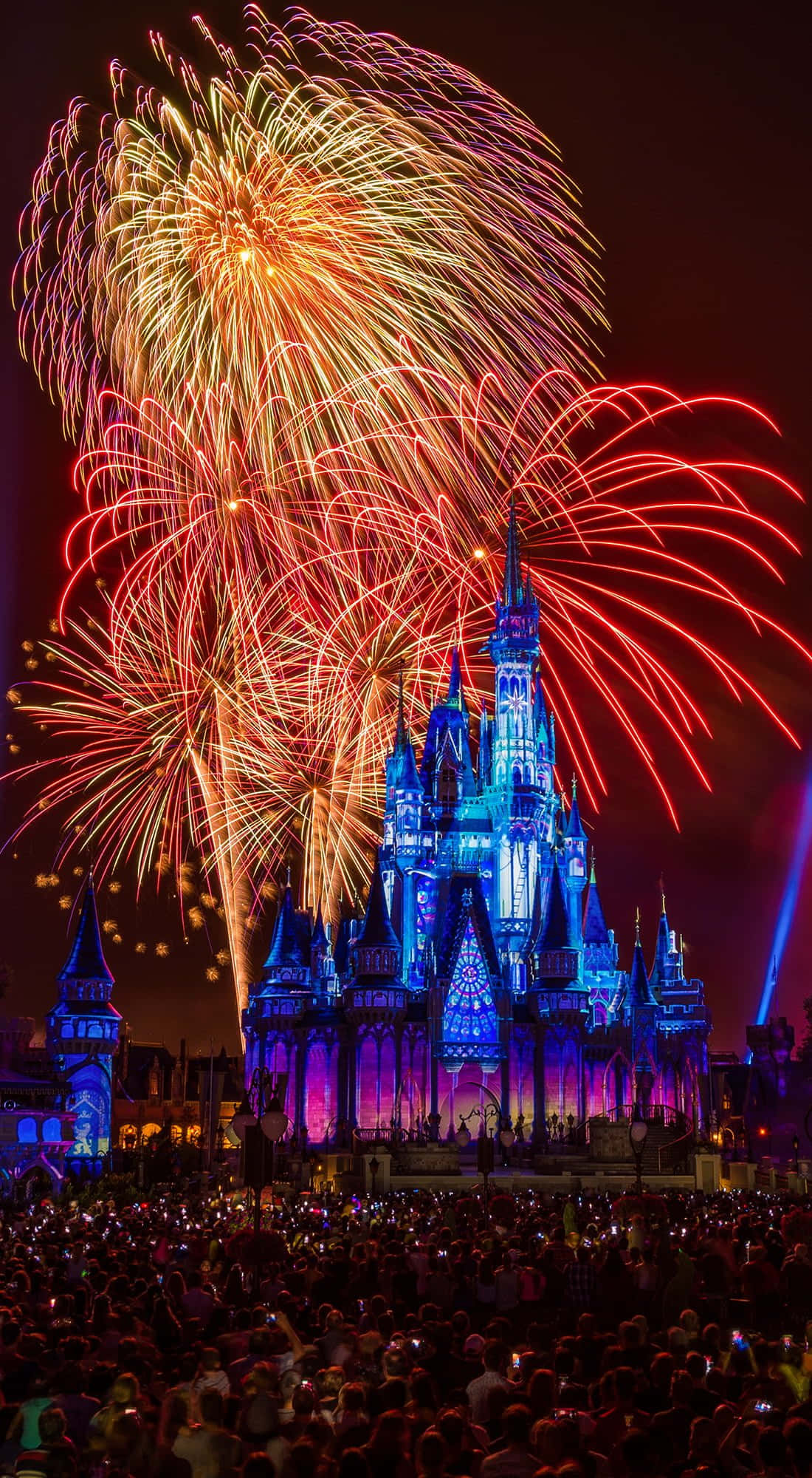 Disney World, fireworks, castle, Full HD Phone Wallpaper