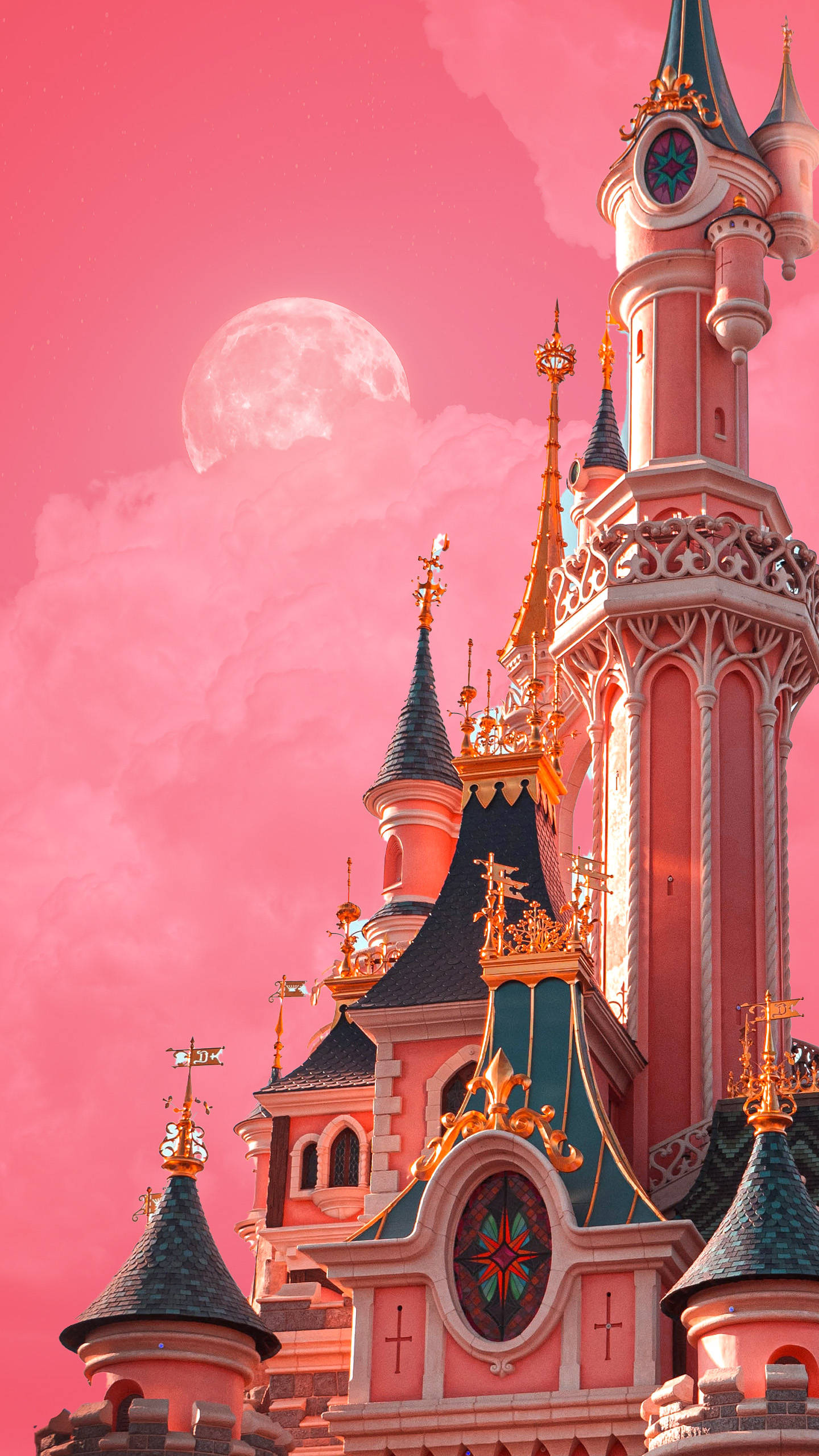 hot pink, Disneyland, fairytale castle, 2K Phone Wallpaper
