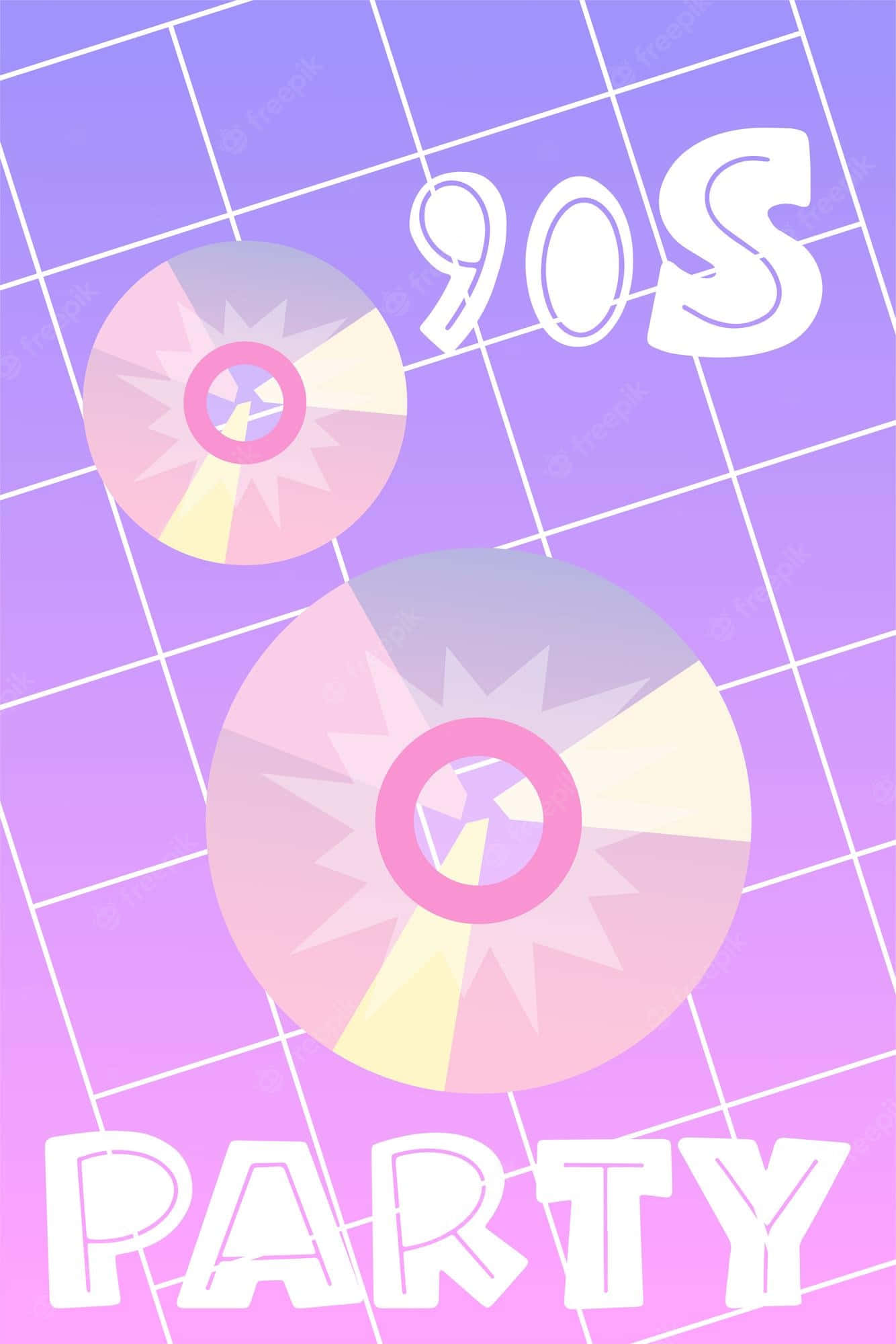 90s CD graphics, purple grid background, bold white text, Full HD Phone Wallpaper
