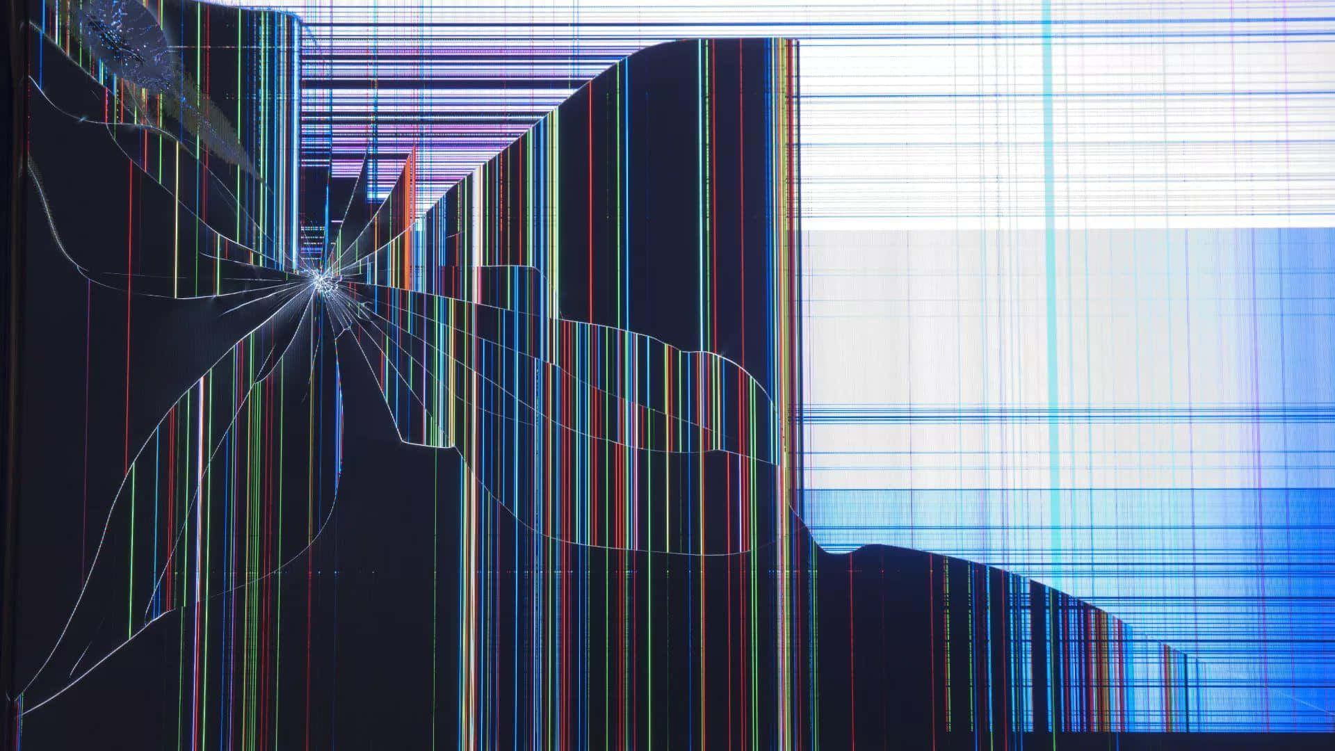 LCD monitor, cracked screen, vibrant vertical color bars, Full HD Desktop Wallpaper