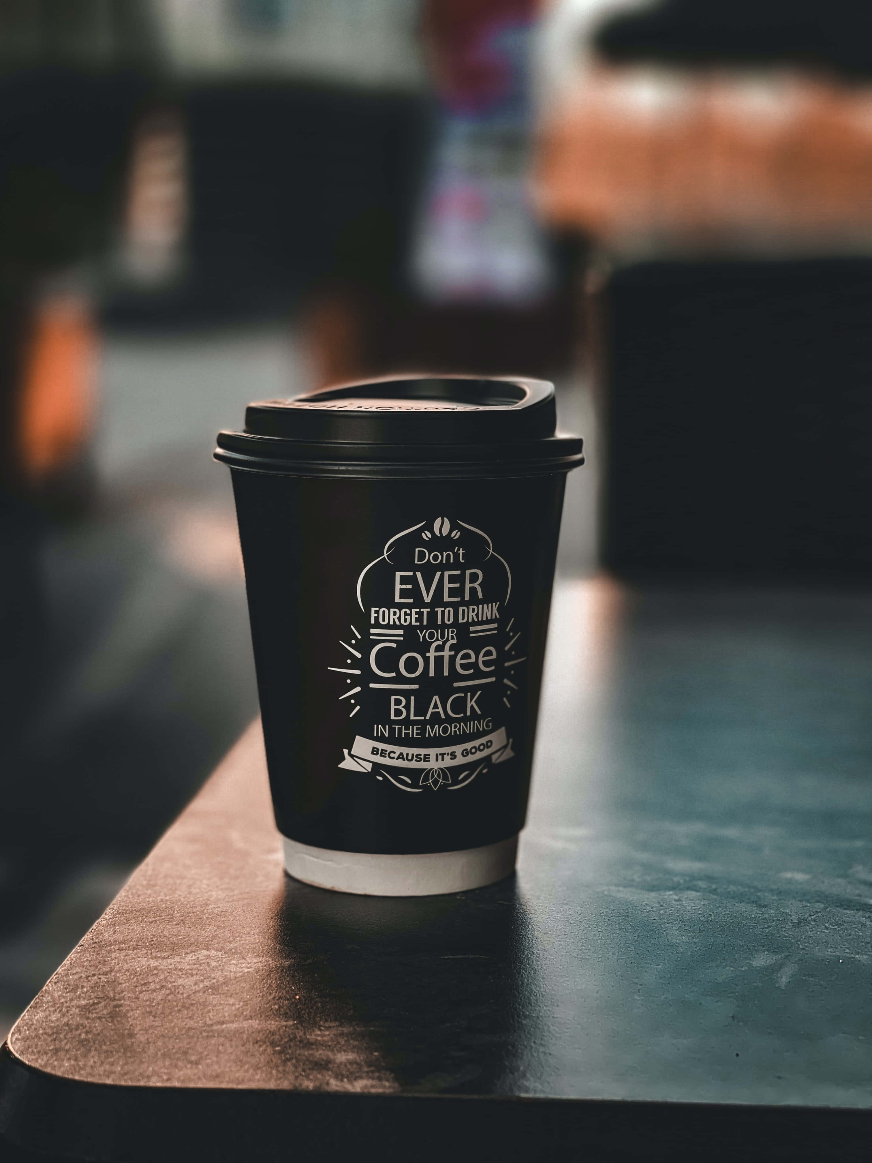 coffee house, black coffee cup, white text, 4K Phone Wallpaper