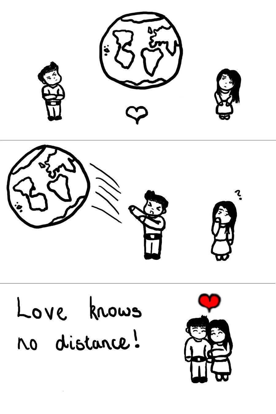 Long Distance Relationship Drawing, three-panel comic, couple, HD Phone Wallpaper