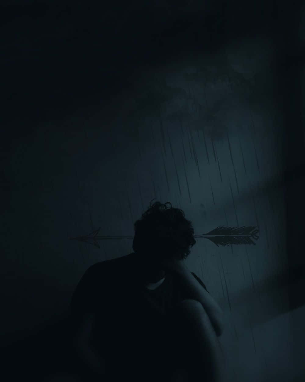 Distraught, lonely man, rain, SD Phone Wallpaper