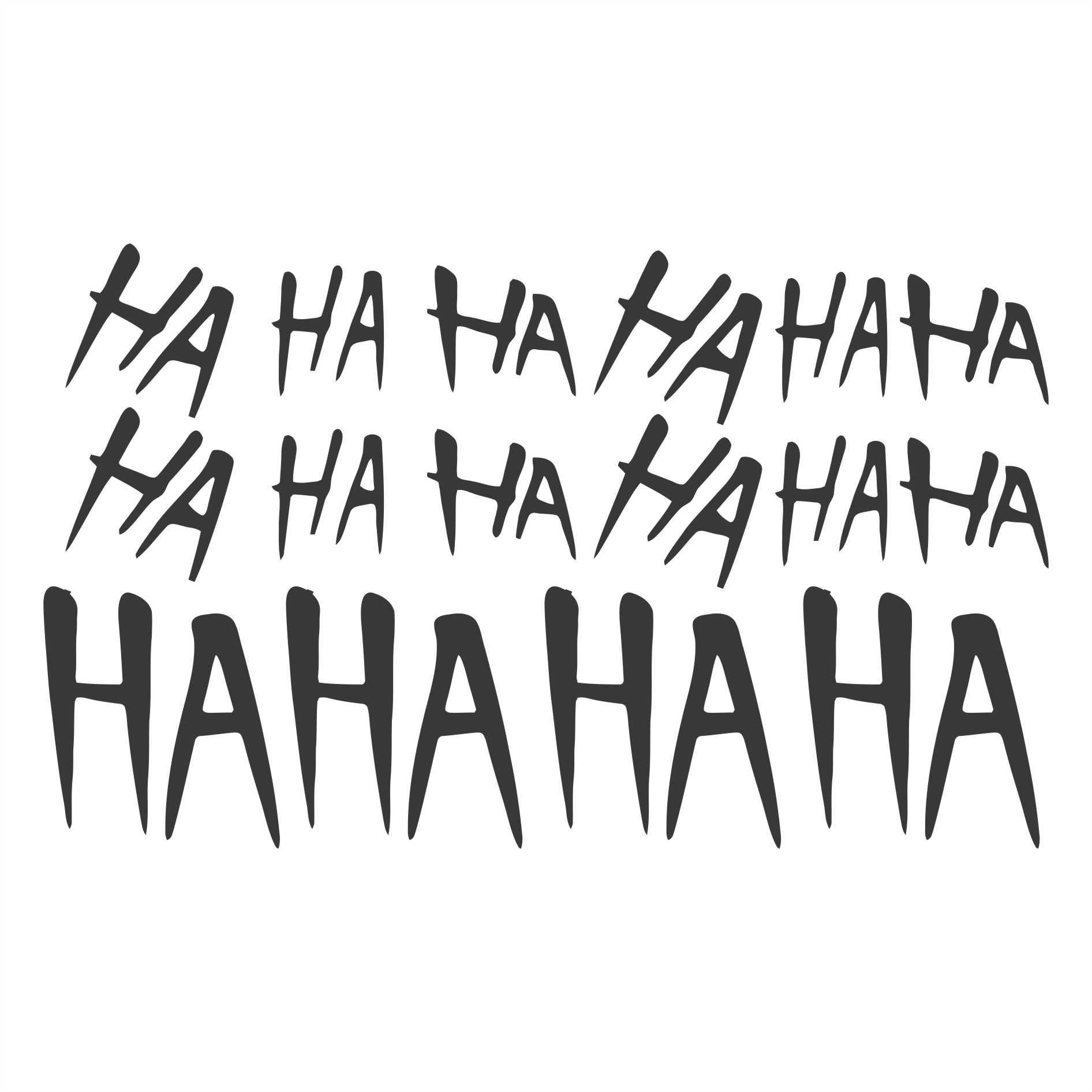 HA HA HA, black stylized text, stark white background, HD Desktop Wallpaper