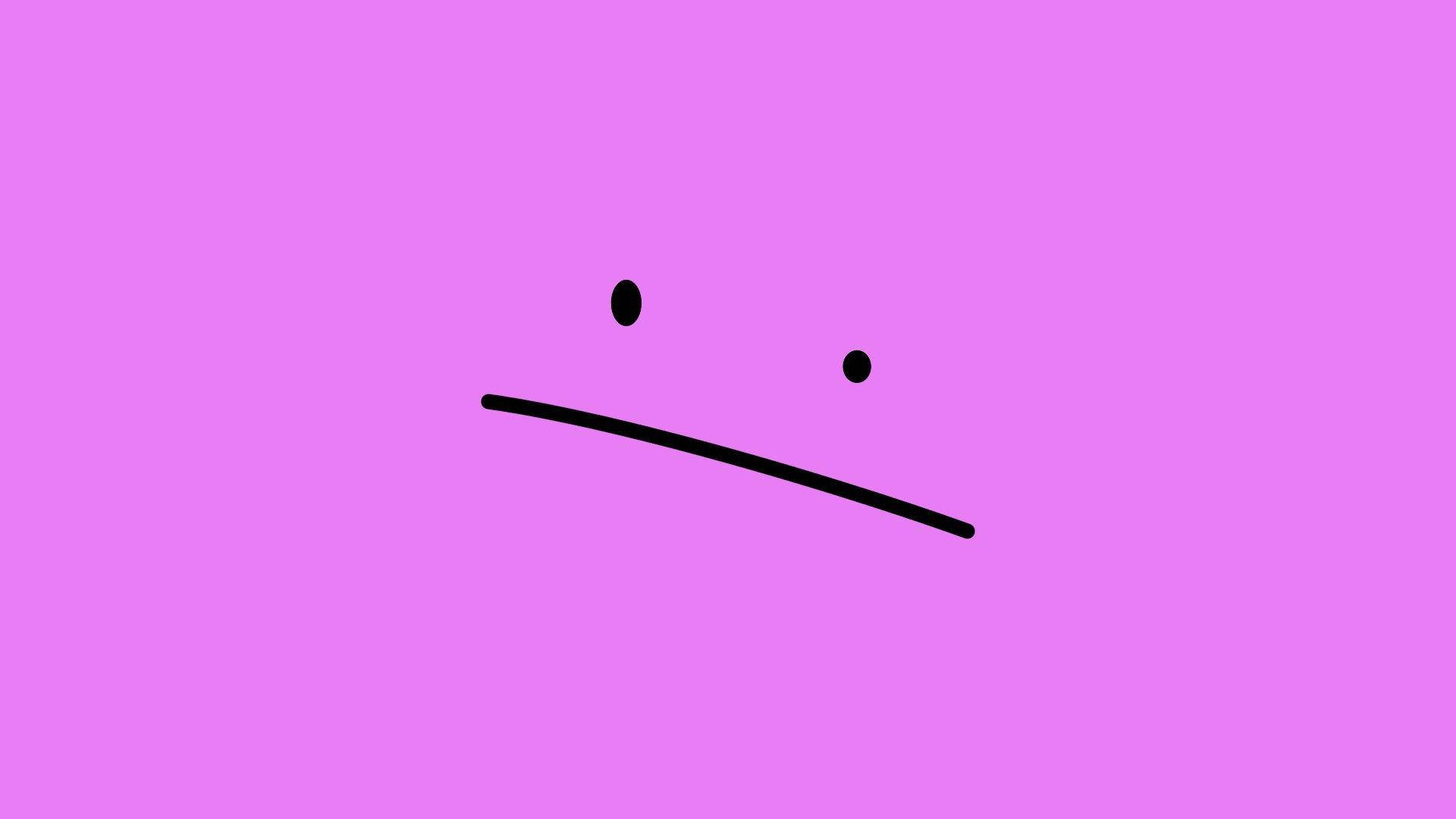 Ditto, minimalist black line drawing, frowning face, Full HD Desktop Wallpaper
