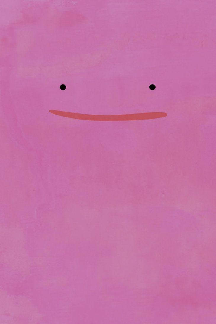 Ditto, red smile, pink blob, SD Phone Wallpaper
