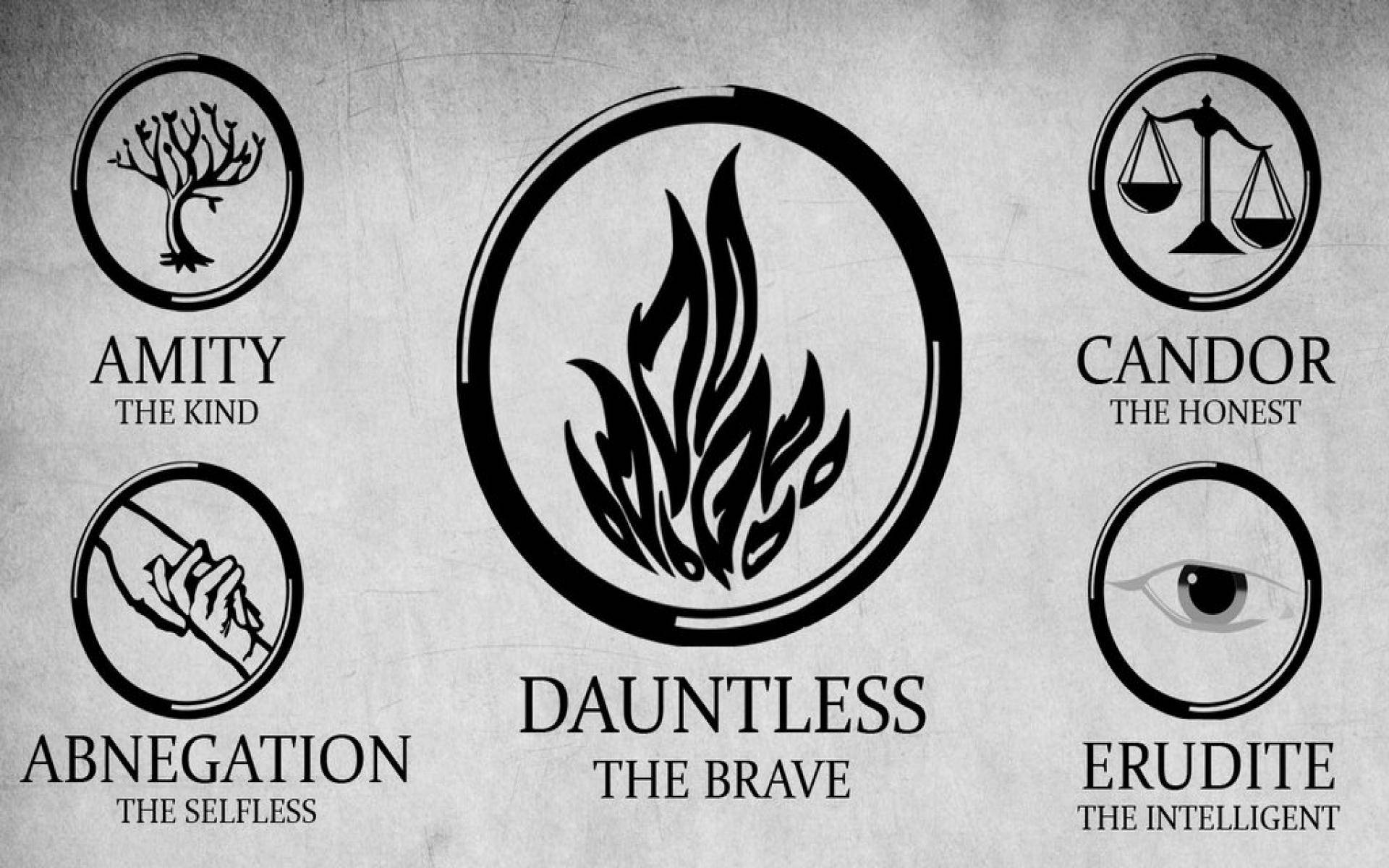 Divergent, faction symbols, textured gray background, Full HD Desktop Wallpaper