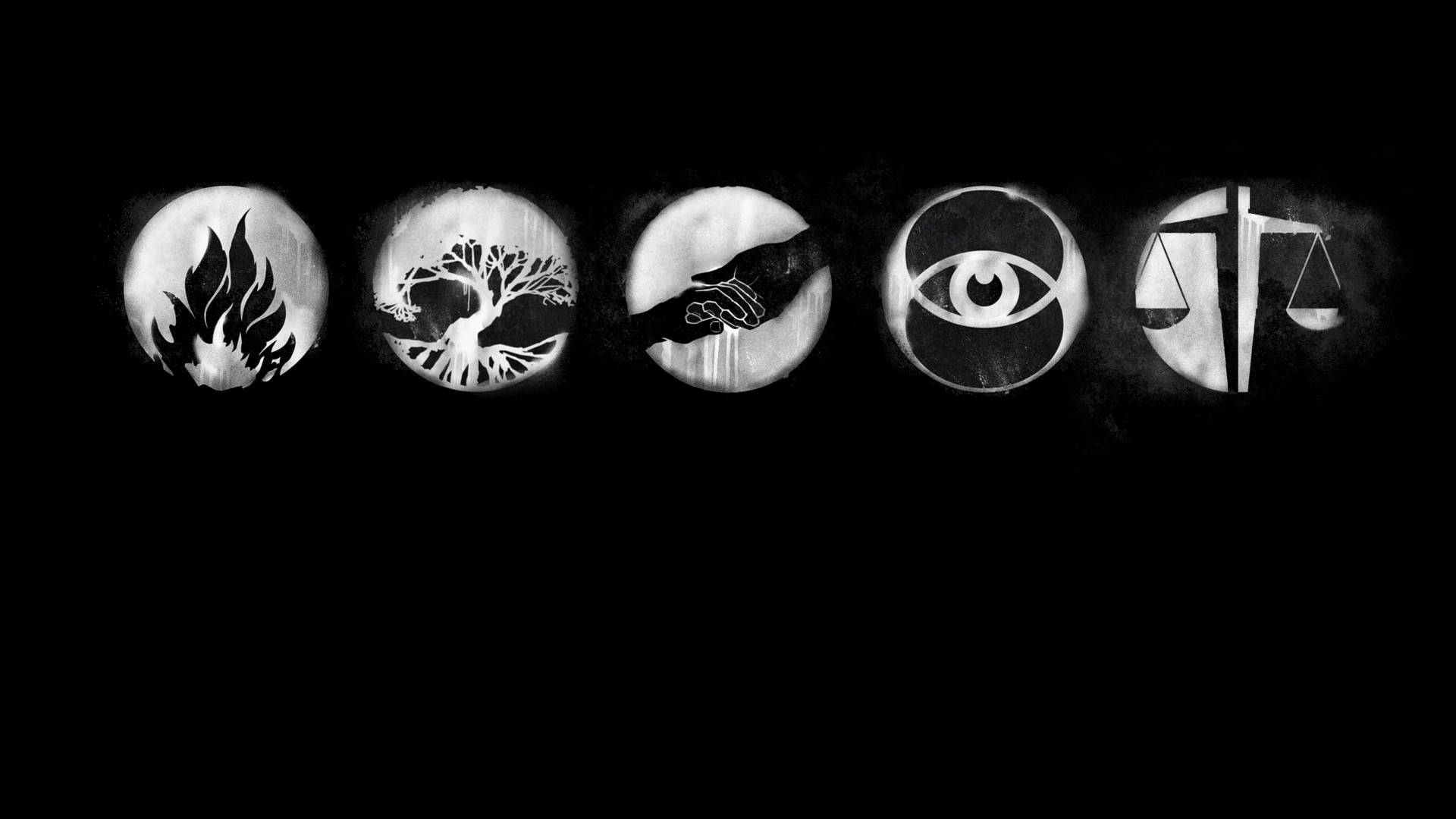 Divergent, monochrome, circular symbols, Full HD Desktop Wallpaper