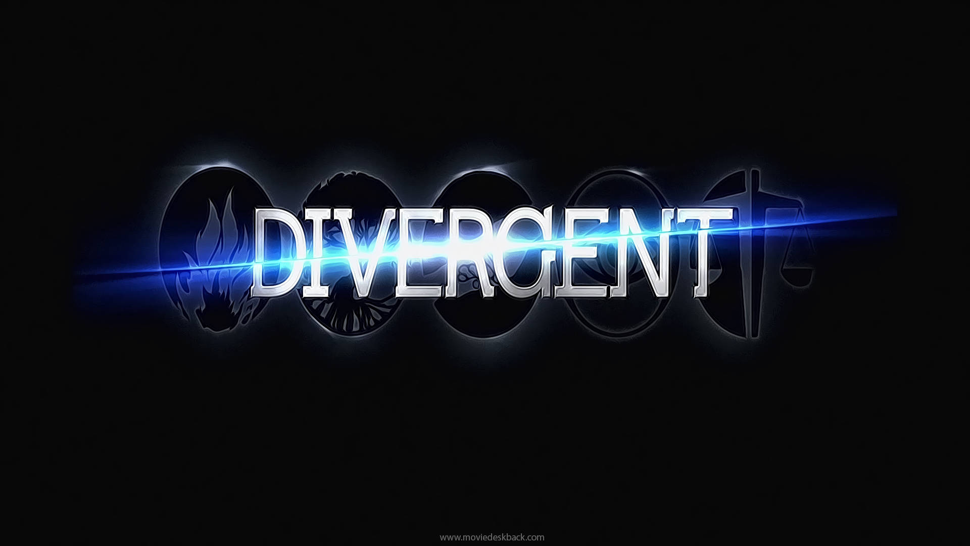 Divergent, electric blue, black background, Full HD Desktop Wallpaper