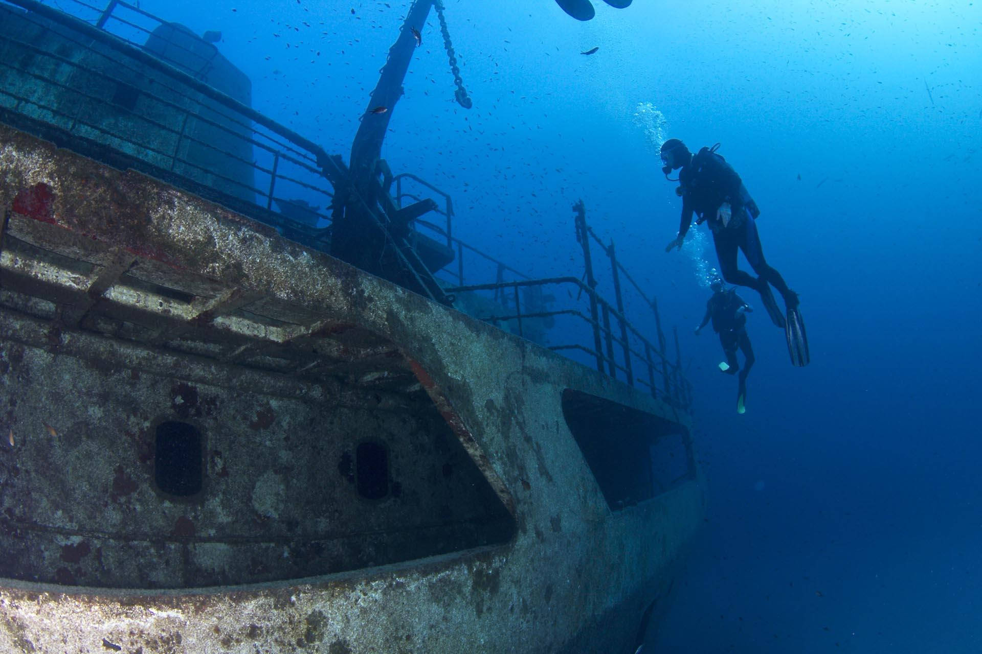 scuba diving, sunken ship, rusted shipwreck, Full HD Desktop Wallpaper