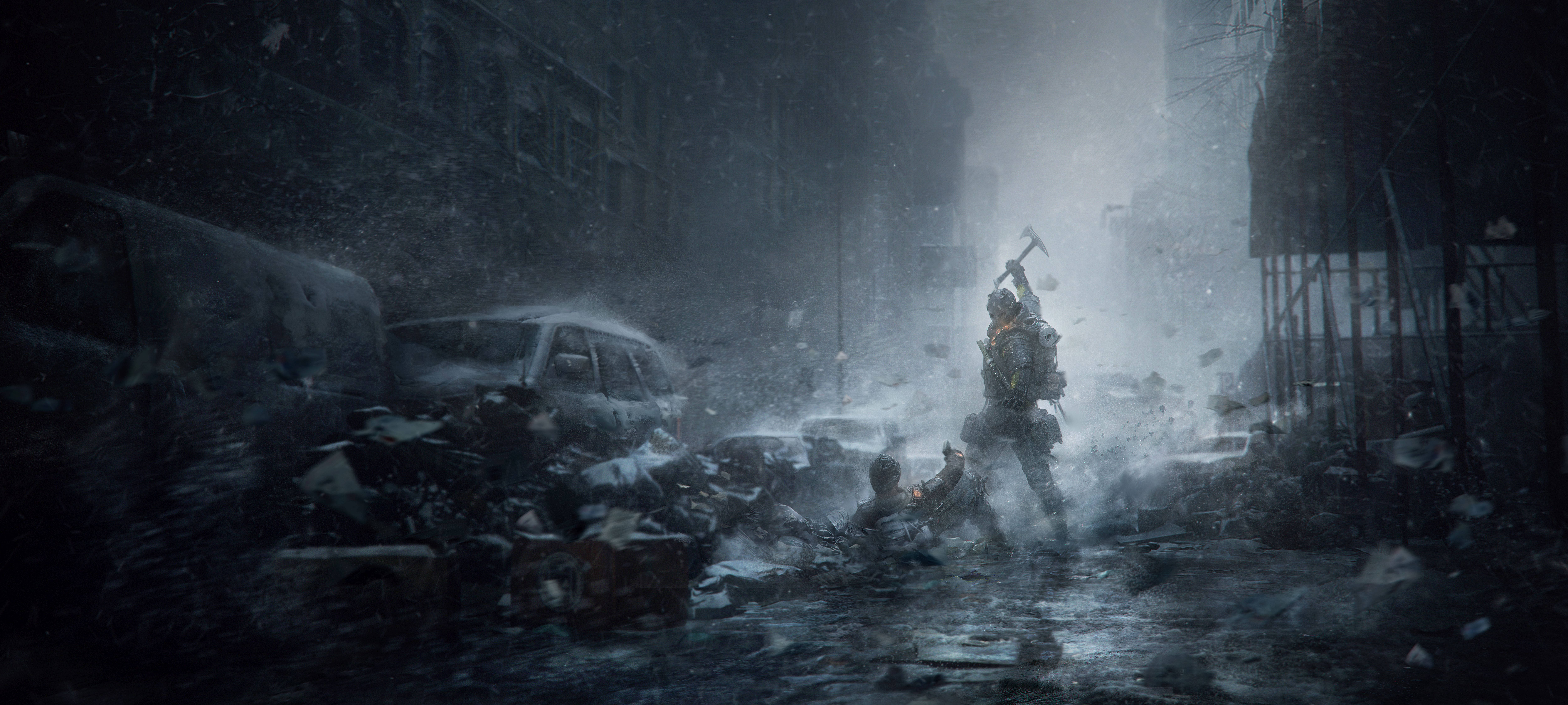 The Division, snow, armored figure, 8K Desktop Wallpaper
