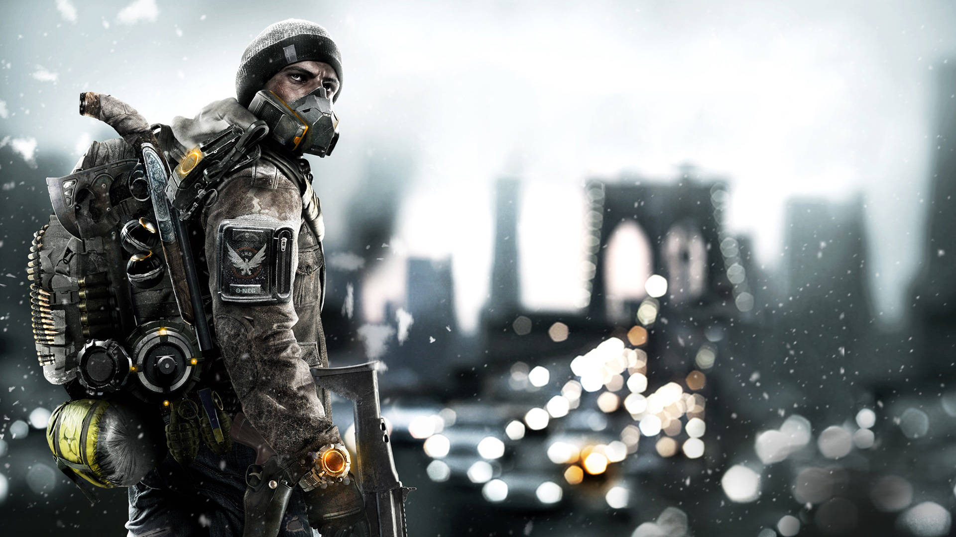The Division, gas mask, snowy urban ruin, Full HD Desktop Wallpaper