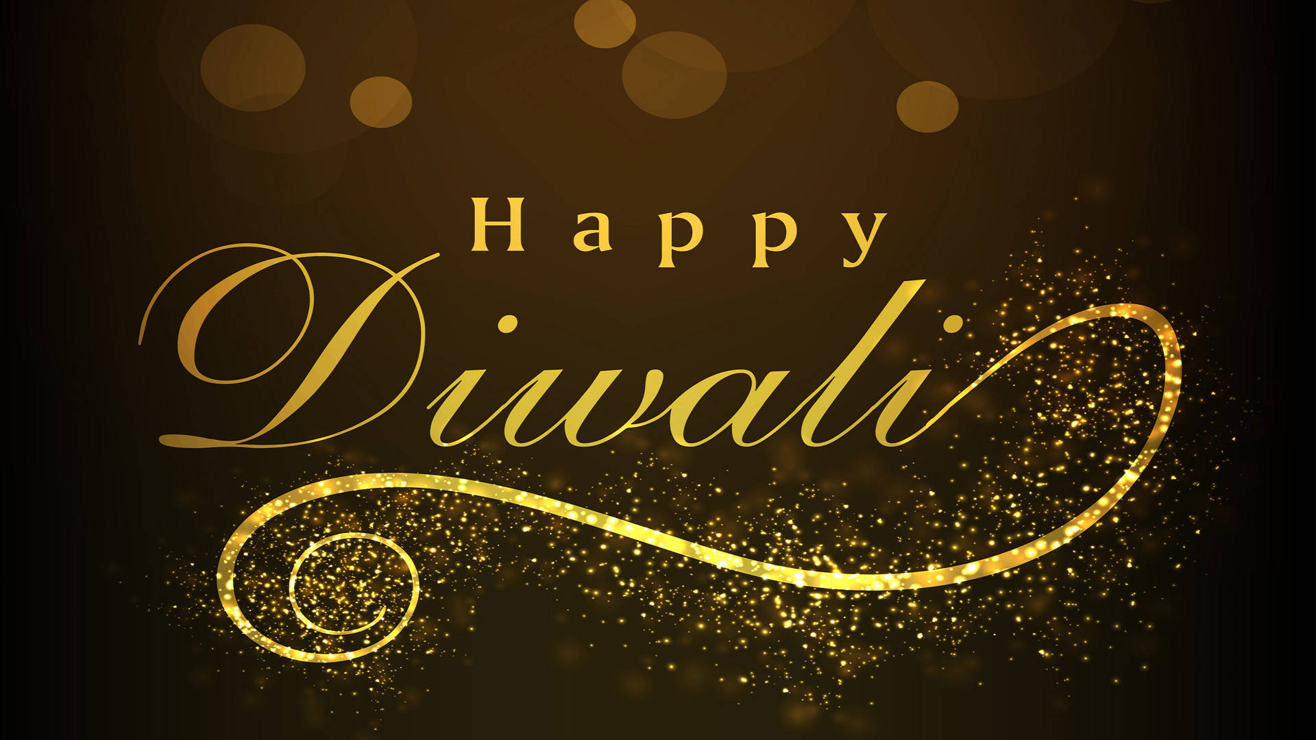 Golden Diwali Text, Happy Diwali, sparkling glitter trails, Full HD Desktop Wallpaper