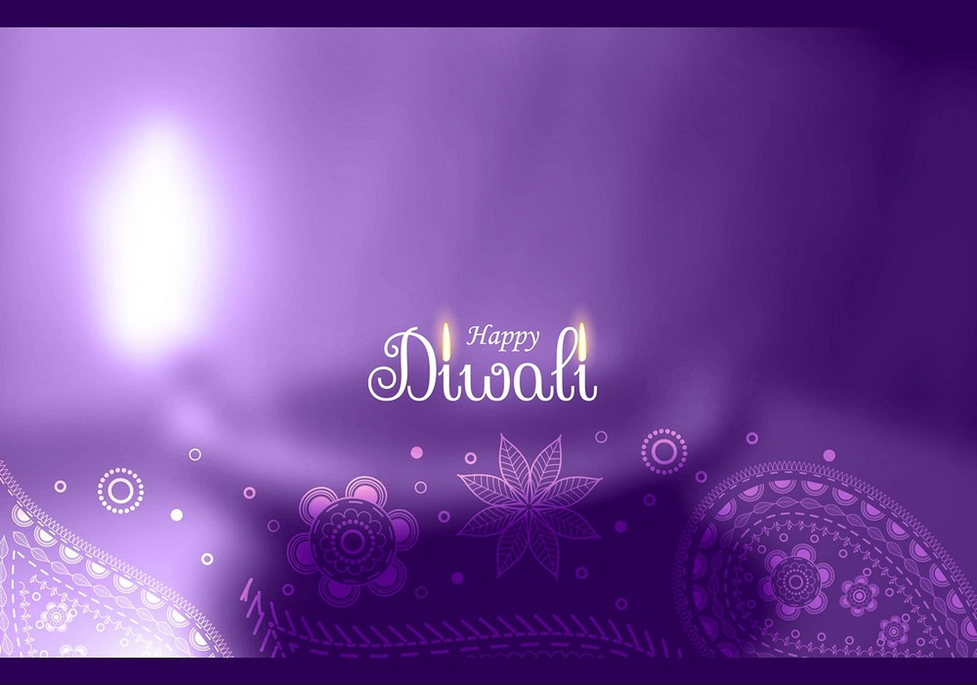 Purple Diwali Poster, glowing candles, intricate mandala patterns, Full HD Desktop Wallpaper
