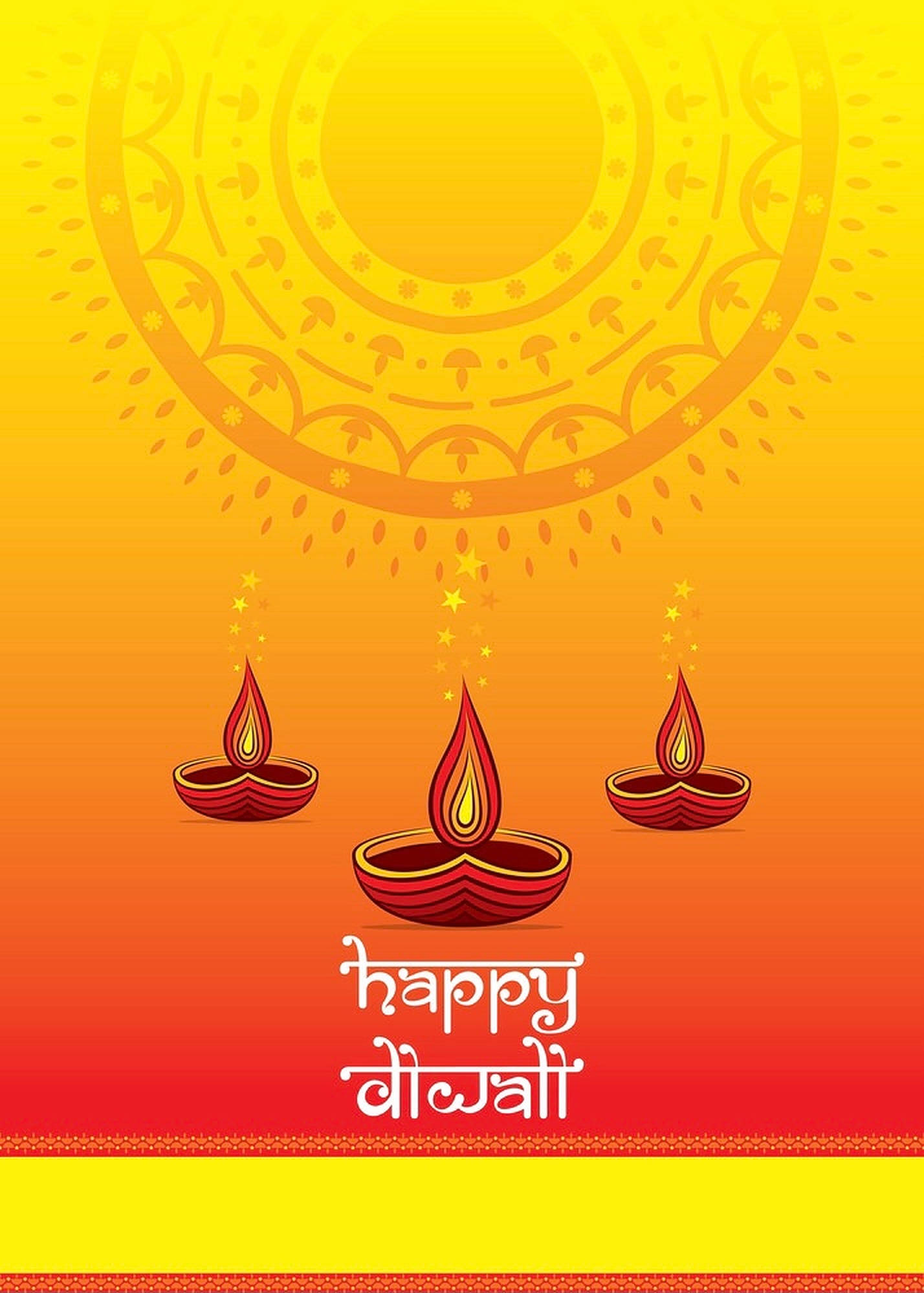 three diyas, diwali, glowing red diya lamps, Full HD Phone Wallpaper