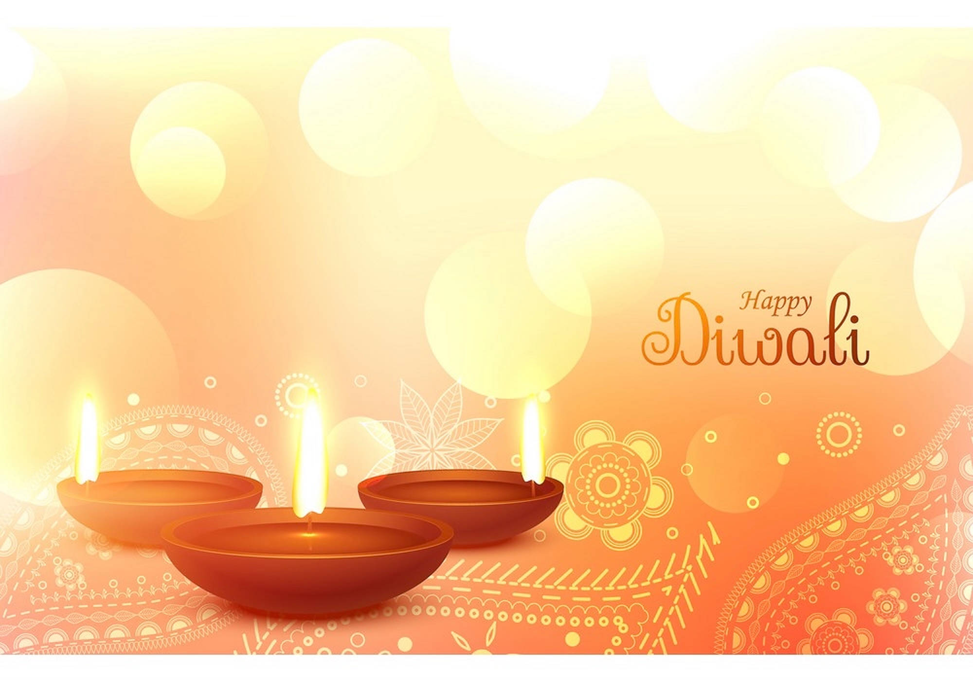 Diwali, three candles, diya lamps, Full HD Desktop Wallpaper