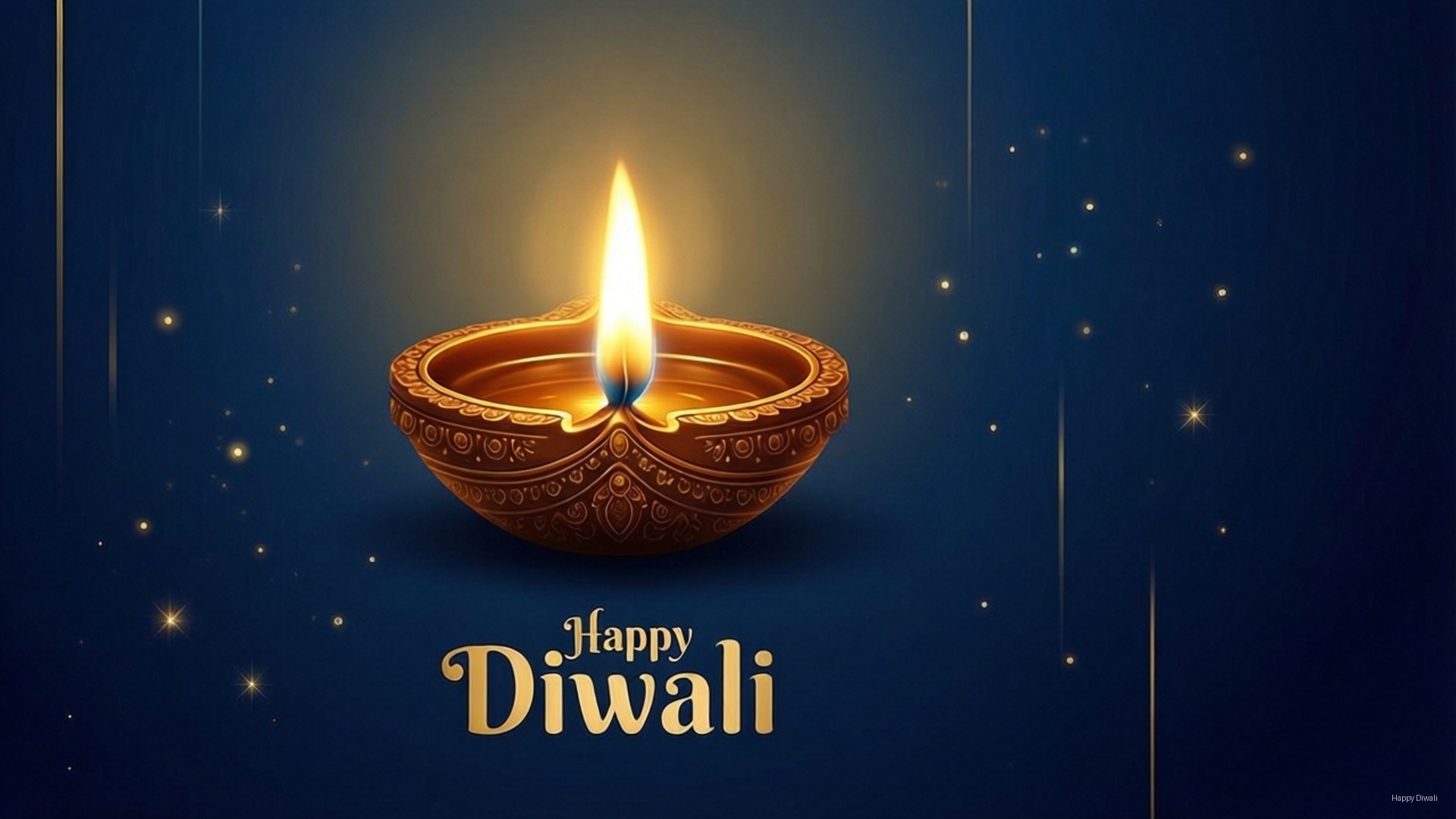 minimalist diya poster, glowing golden diya, intricate patterns, Full HD Desktop Wallpaper