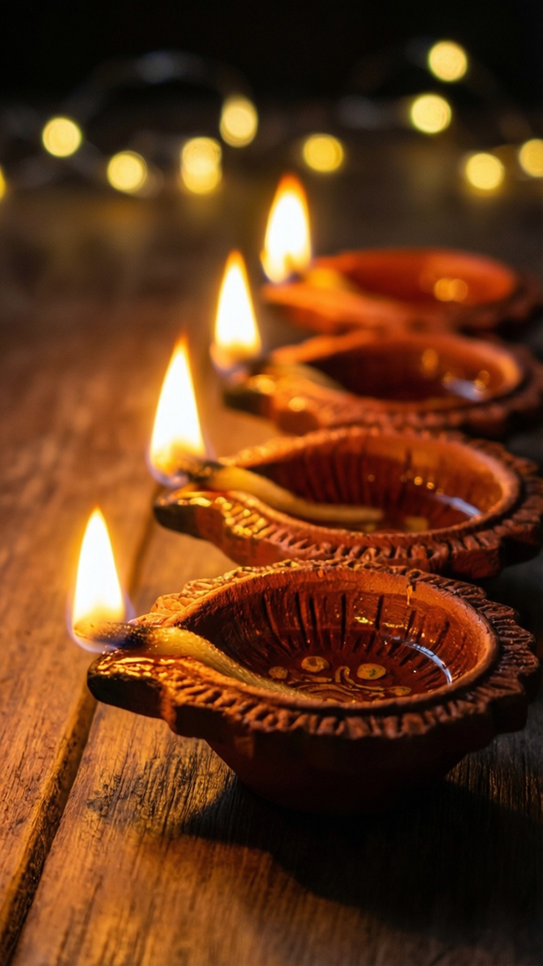 glowing diya lamps, clay diya lamps, warm golden light, Full HD Phone Wallpaper