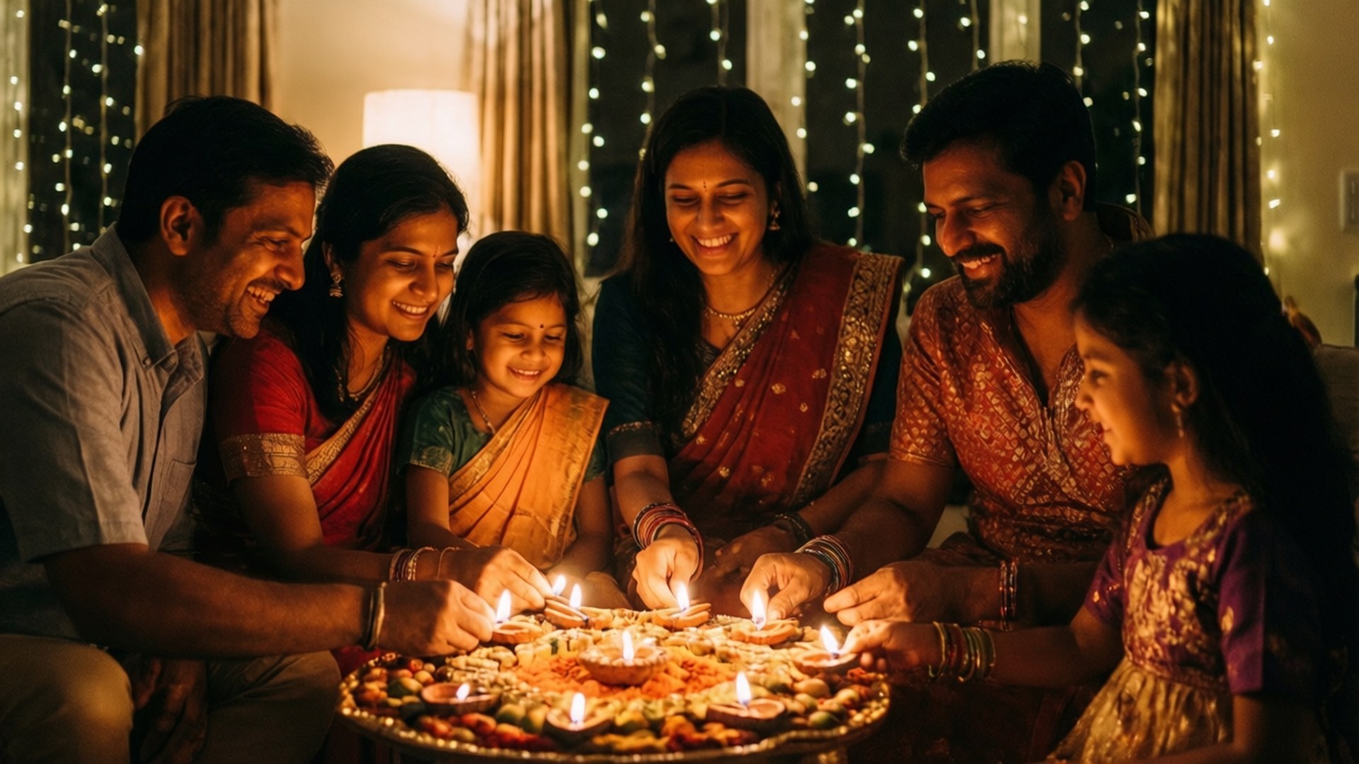 Family Diwali Joy, diyas, Indian family, Full HD Desktop Wallpaper