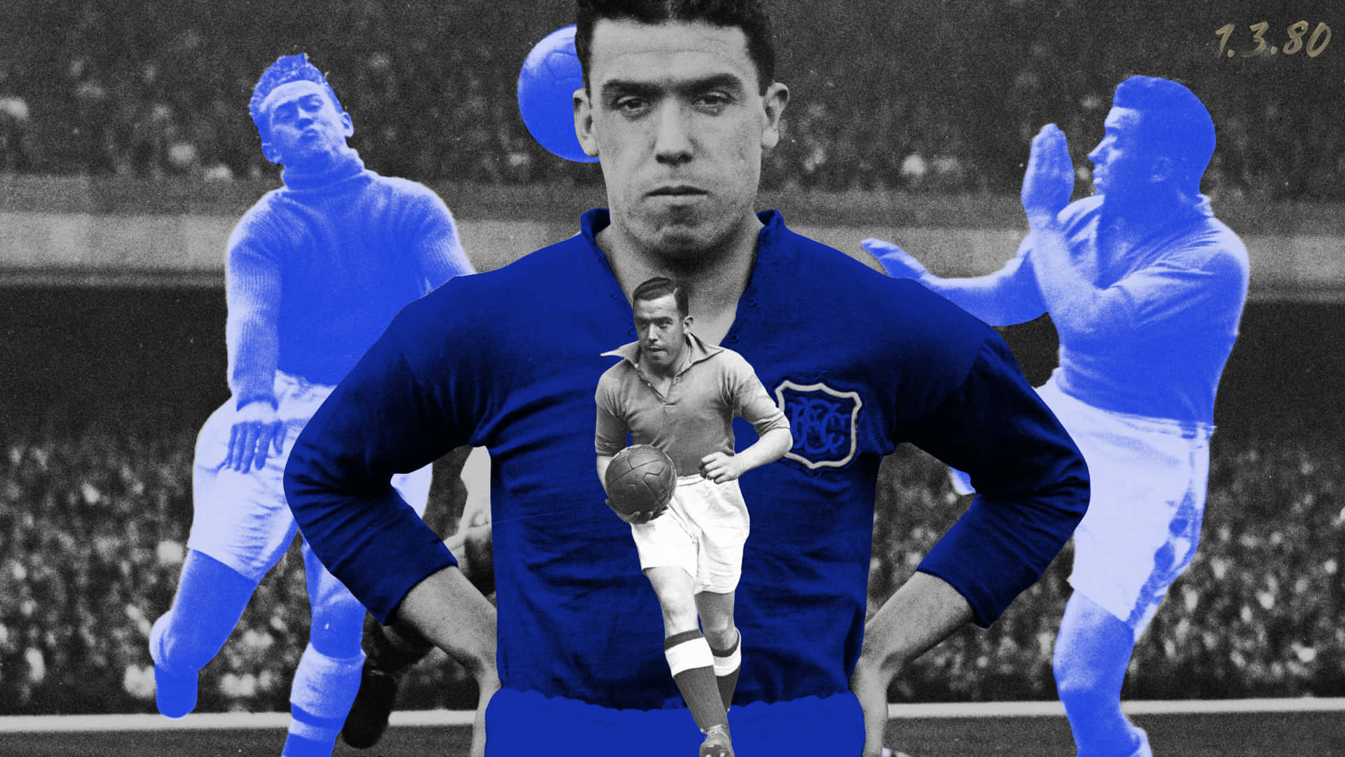 Dixie Dean, blue jersey, ghostly blue-hued teammates, Full HD Desktop Wallpaper