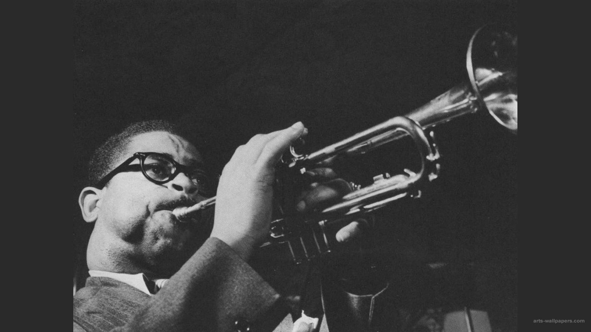 Dizzy Gillespie, trumpet, stage lighting, Full HD Desktop Wallpaper