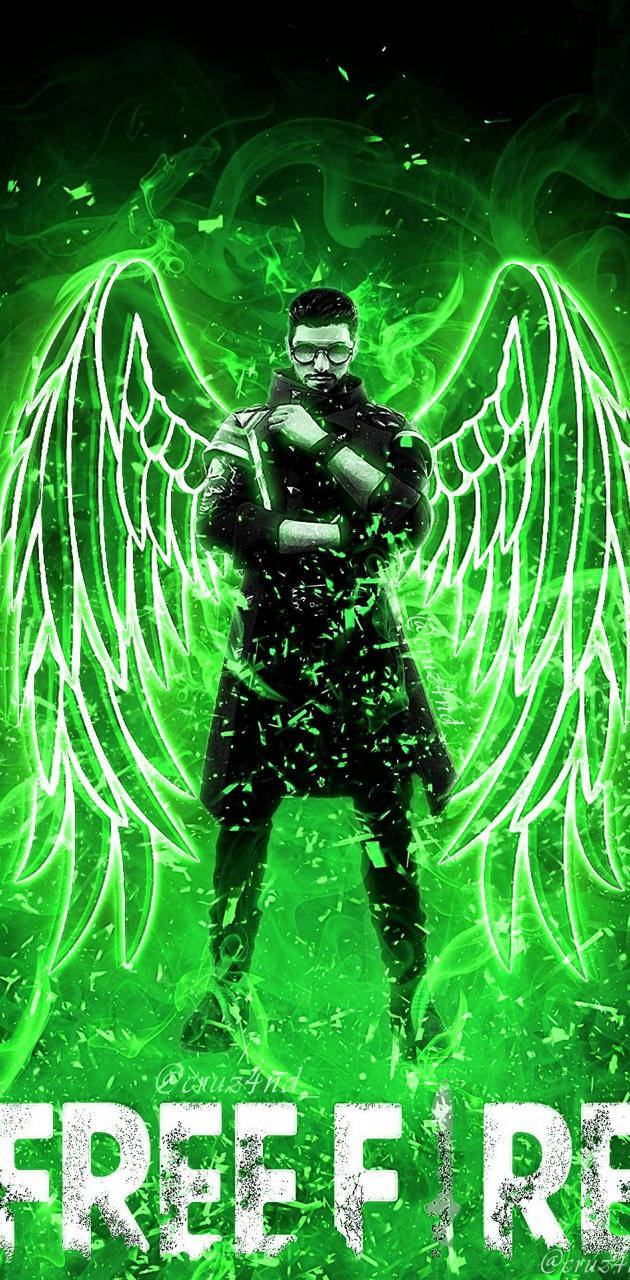 DJ Alok, Free Fire, green wings, HD Phone Wallpaper