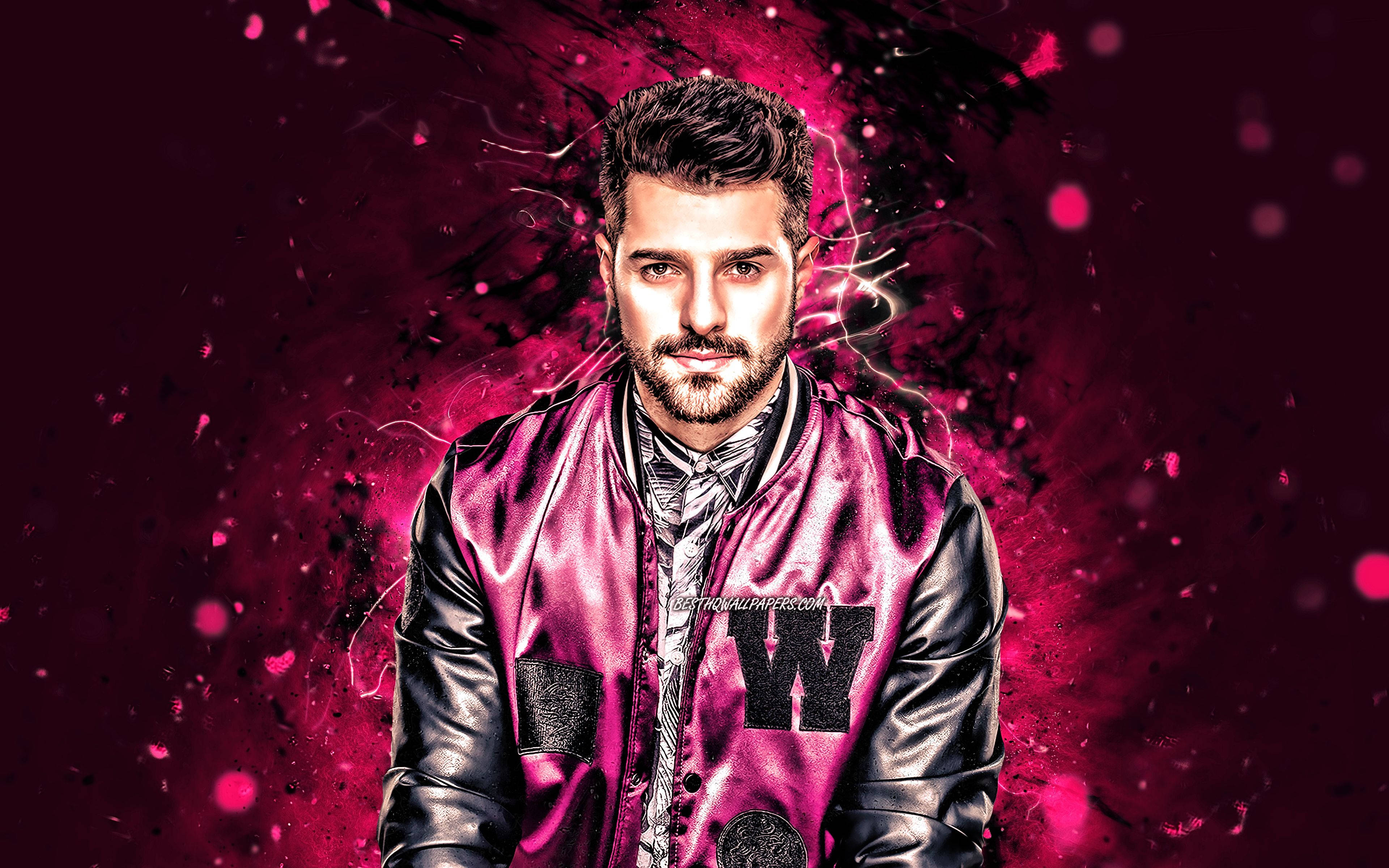 DJ Alok, Free Fire, shiny pink and black bomber jacket, 4K Desktop Wallpaper