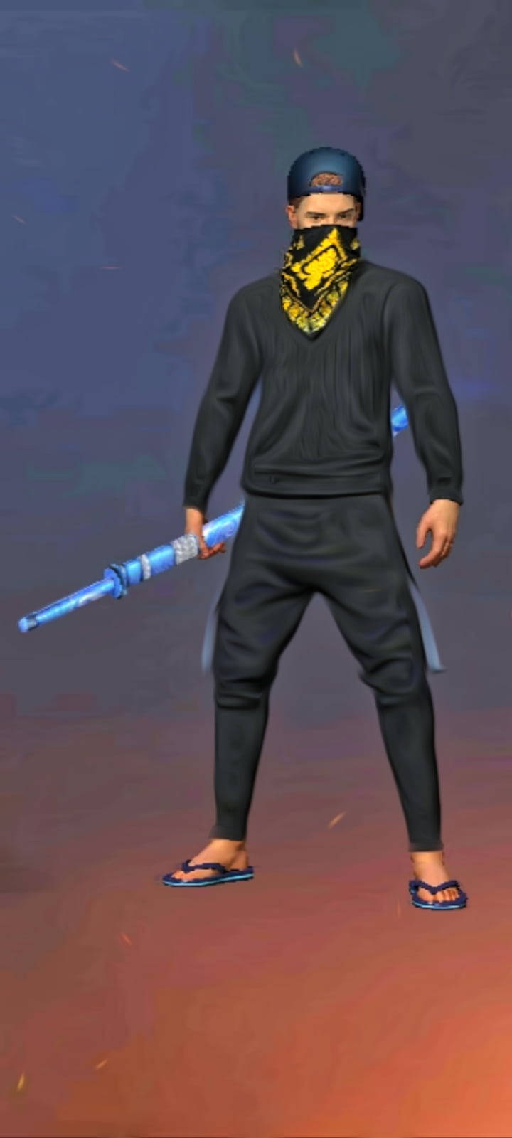 DJ Alok Free Fire, blue sword, glowing blue weapon, HD Phone Wallpaper