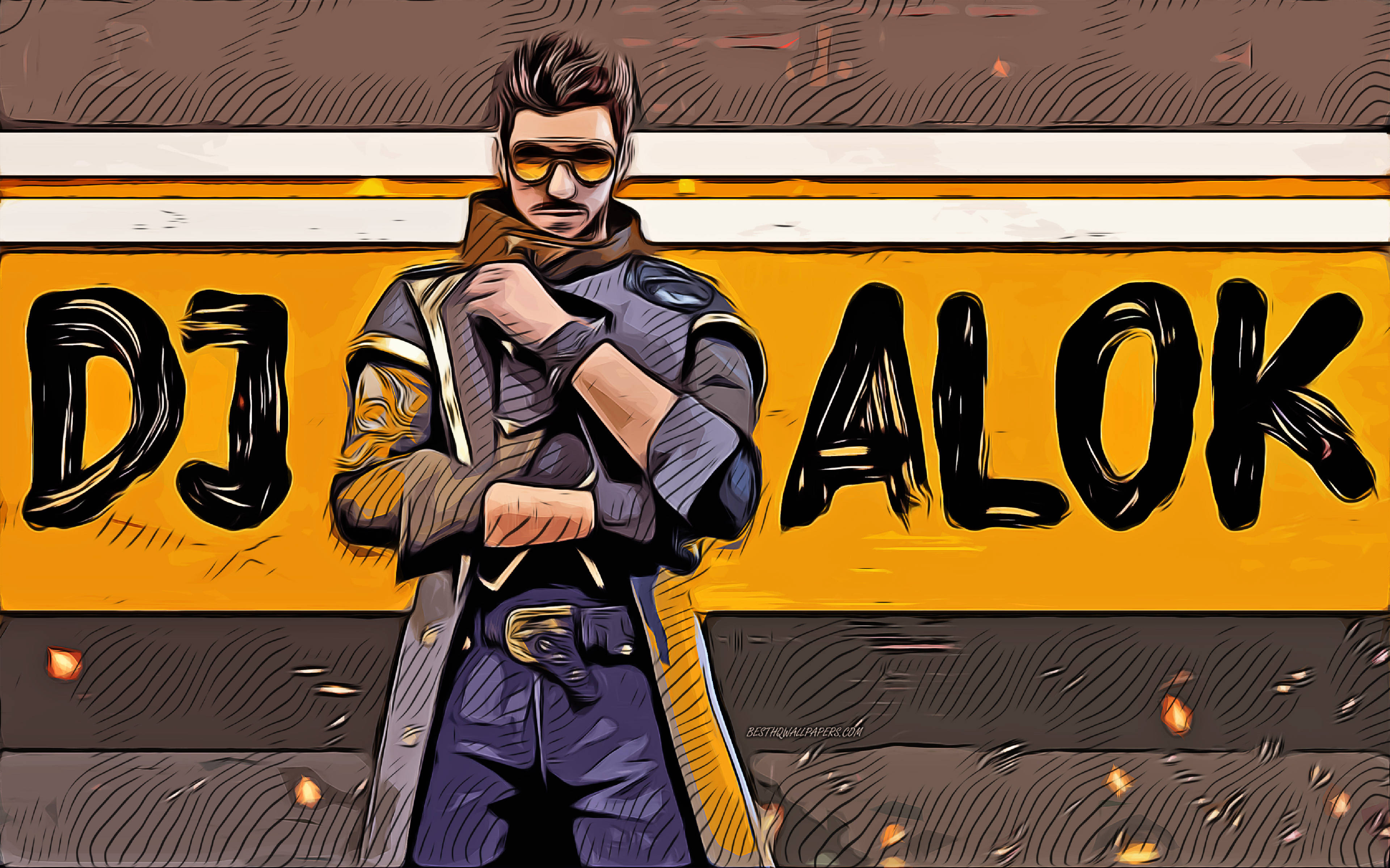 DJ Alok, Free Fire, dark jacket, 4K Desktop Wallpaper