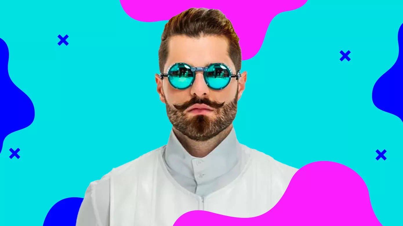 DJ Alok, Free Fire, vibrant cyan background, HD Desktop Wallpaper