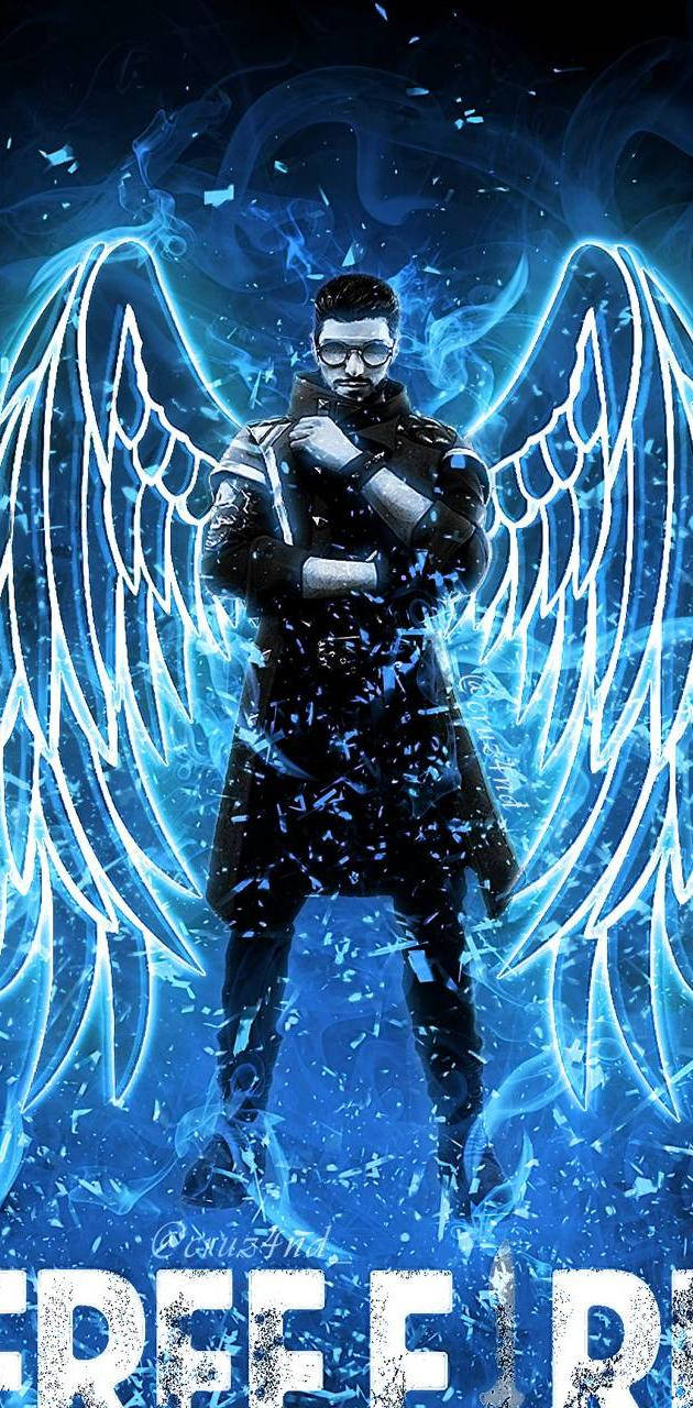 DJ Alok, Free Fire, neon blue wings, HD Phone Wallpaper