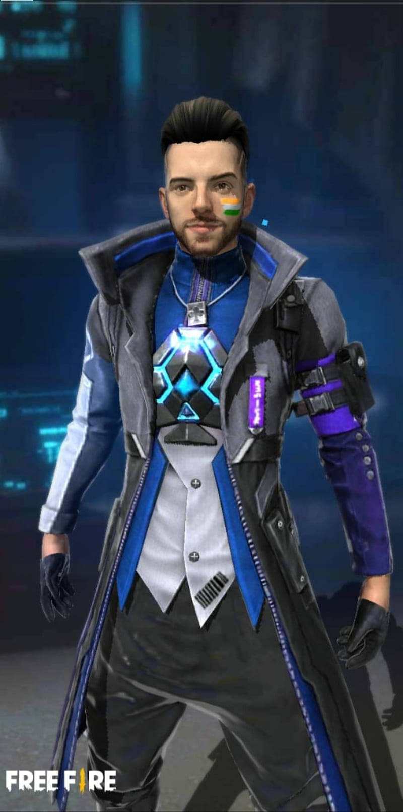 Free Fire, Alok, glowing blue and purple armored coat, HD Phone Wallpaper
