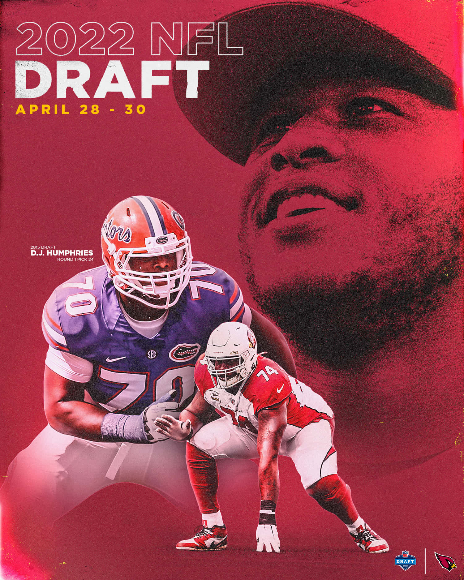 DJ Humphries, 2022 NFL Draft, red-tinted portrait, HD Phone Wallpaper