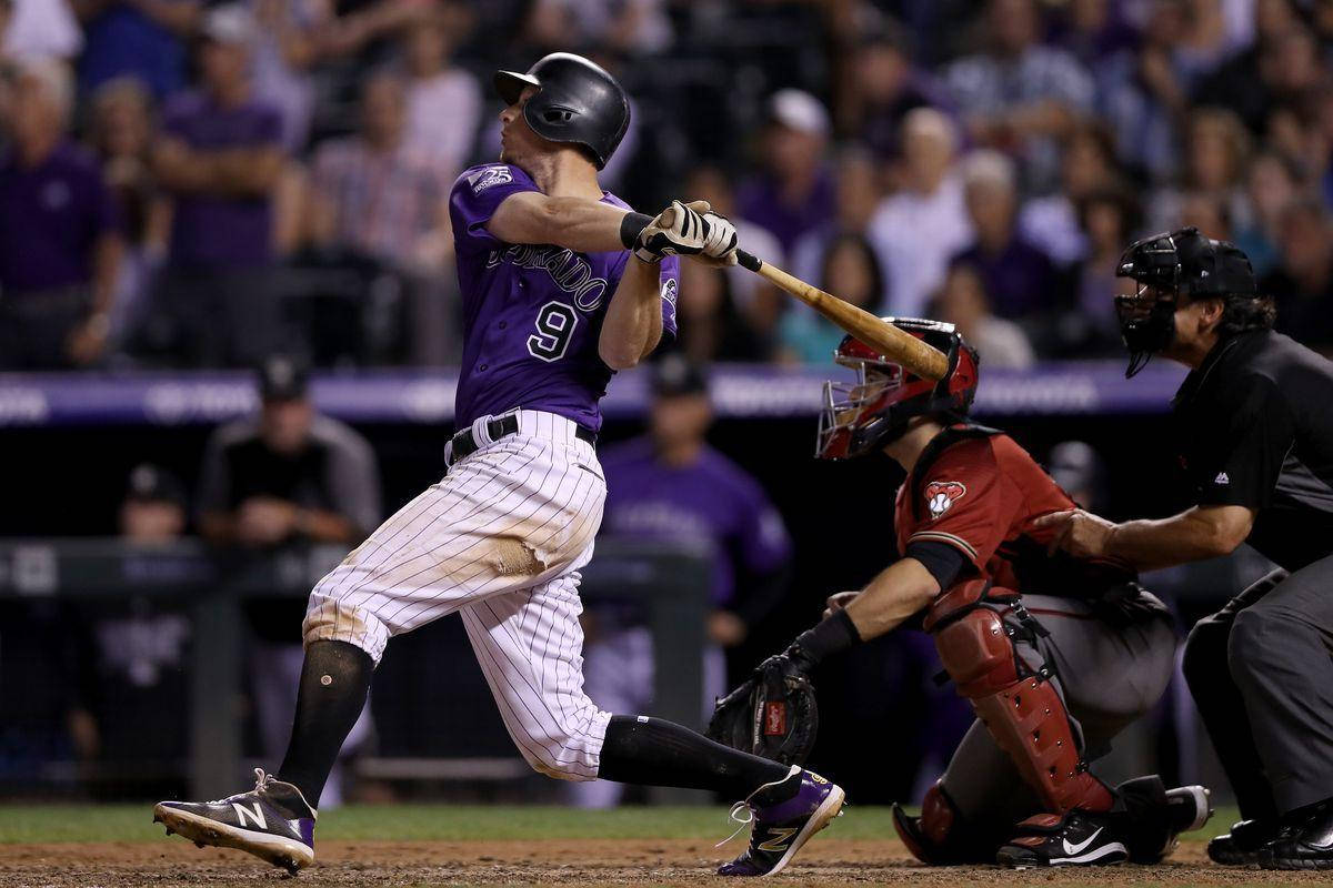 DJ LeMahieu, purple uniform, night game, SD Desktop Wallpaper