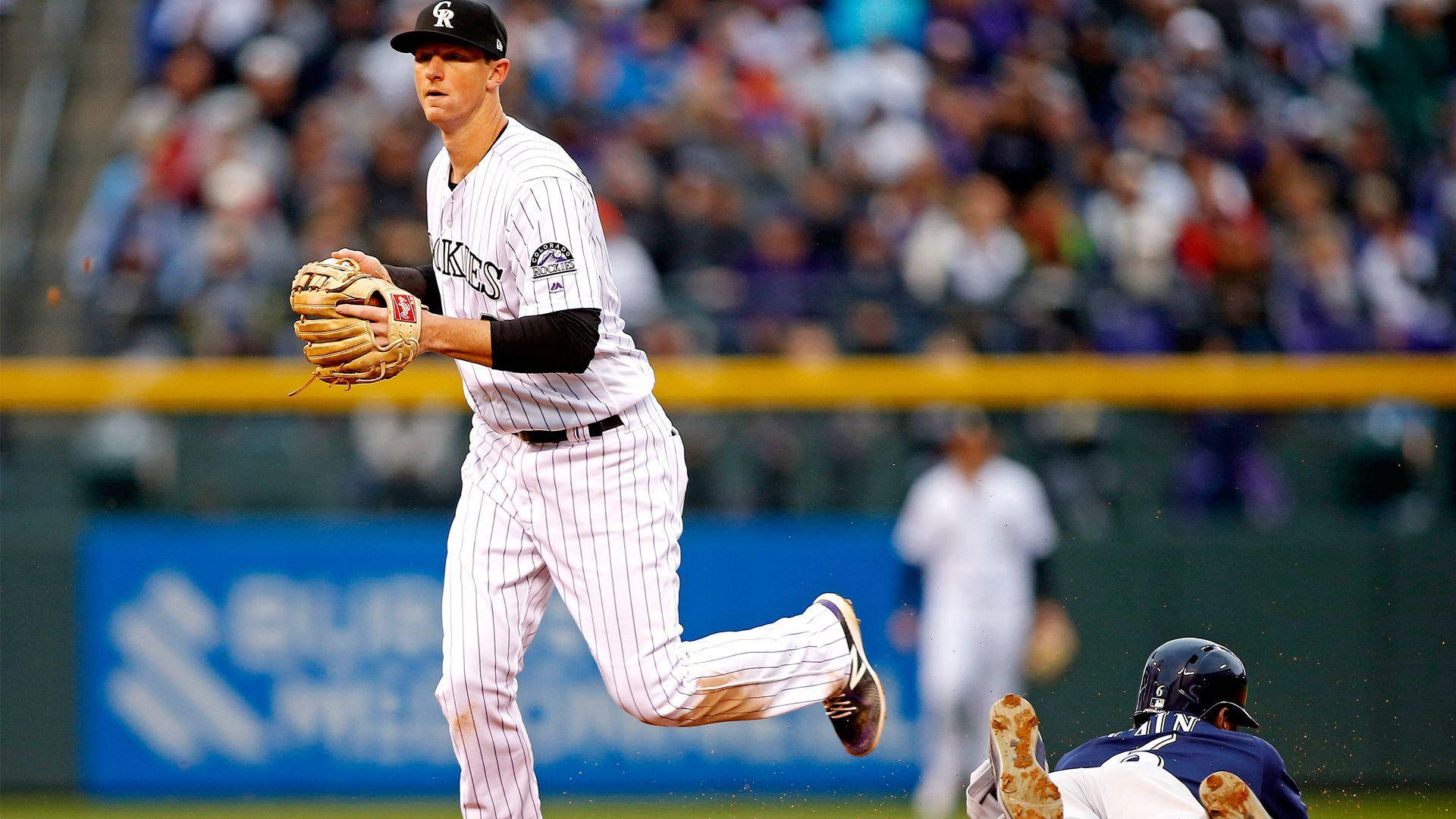 DJ LeMahieu, pinstriped uniform, glove, Full HD Desktop Wallpaper