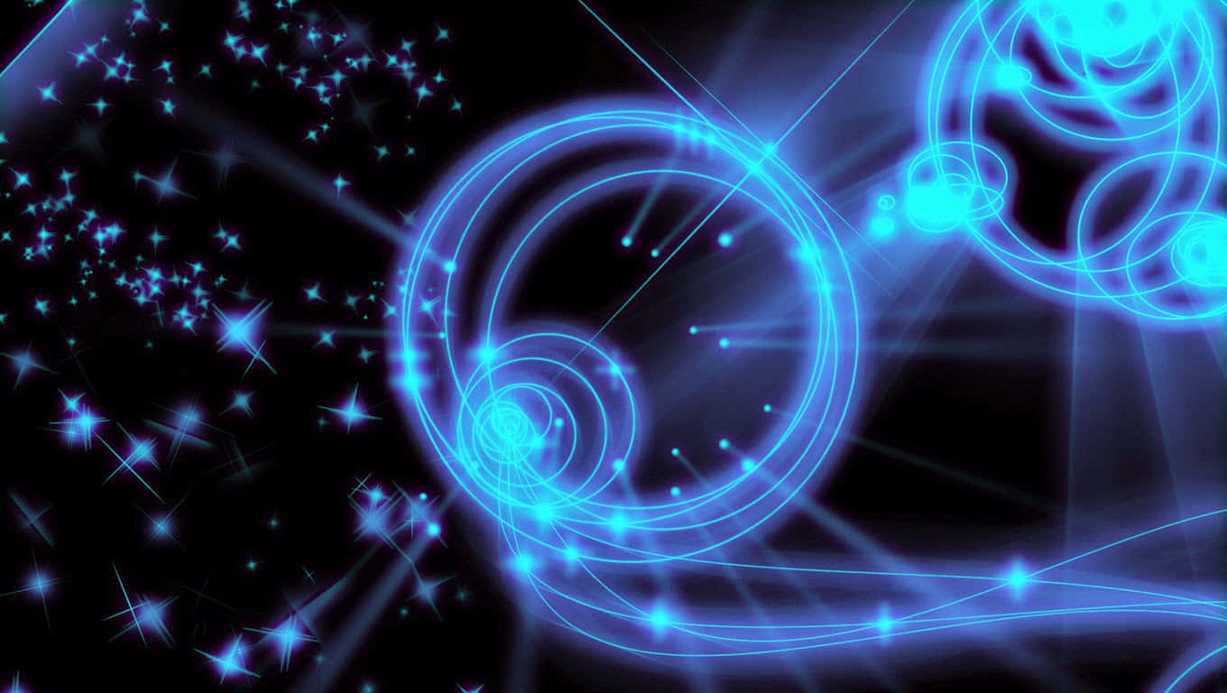 blue, neon swirls, starbursts, HD Desktop Wallpaper