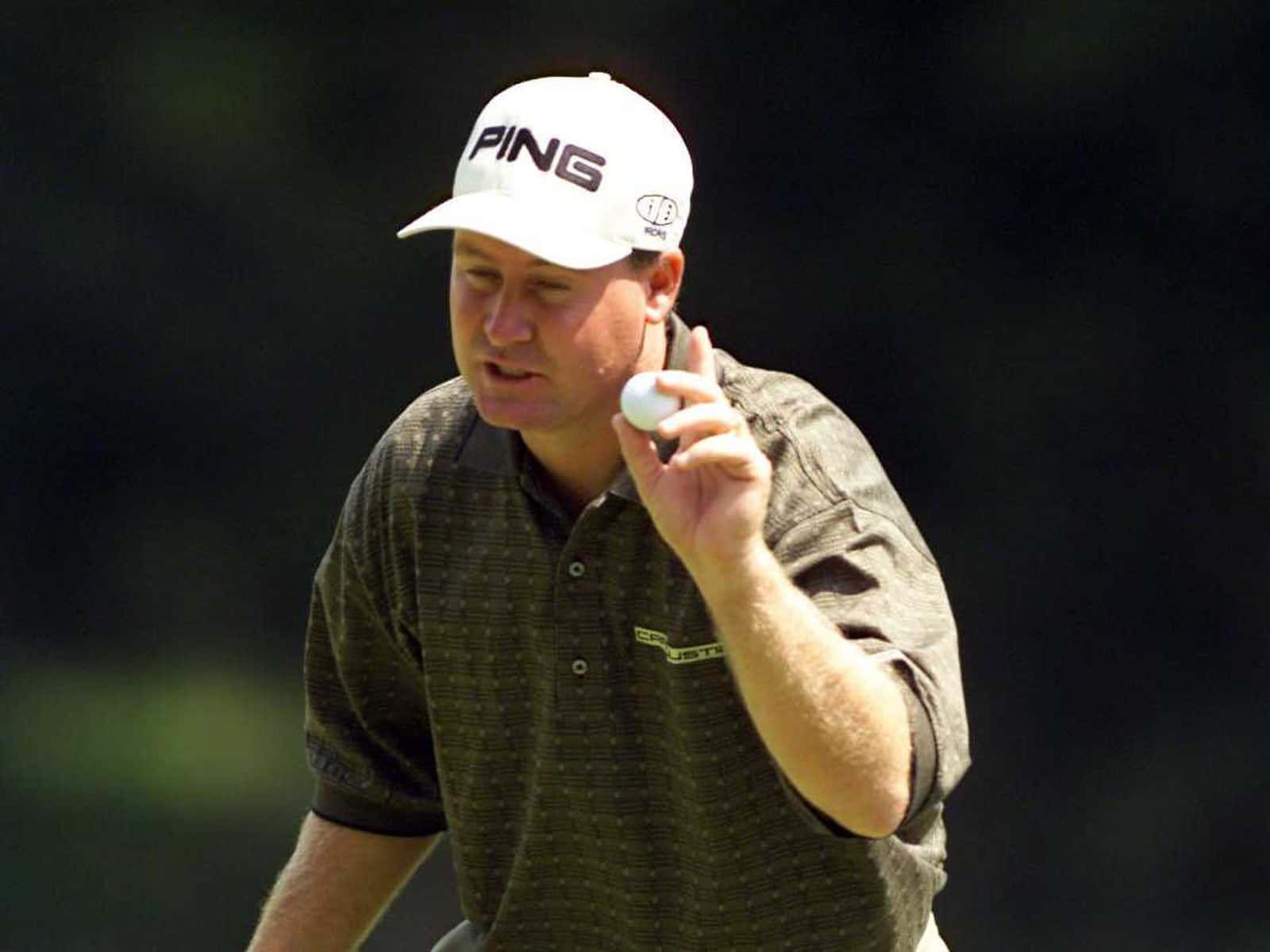 DJ Trahan, white PING cap, golf ball, HD Desktop Wallpaper