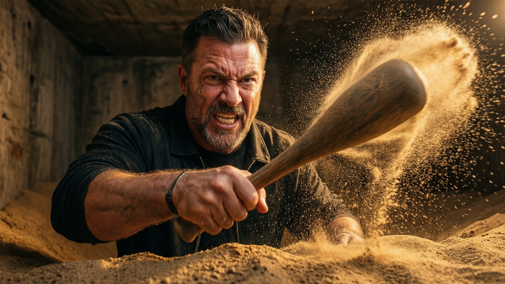 DJ Trahan, bunker, sand explosion, Full HD Desktop Wallpaper