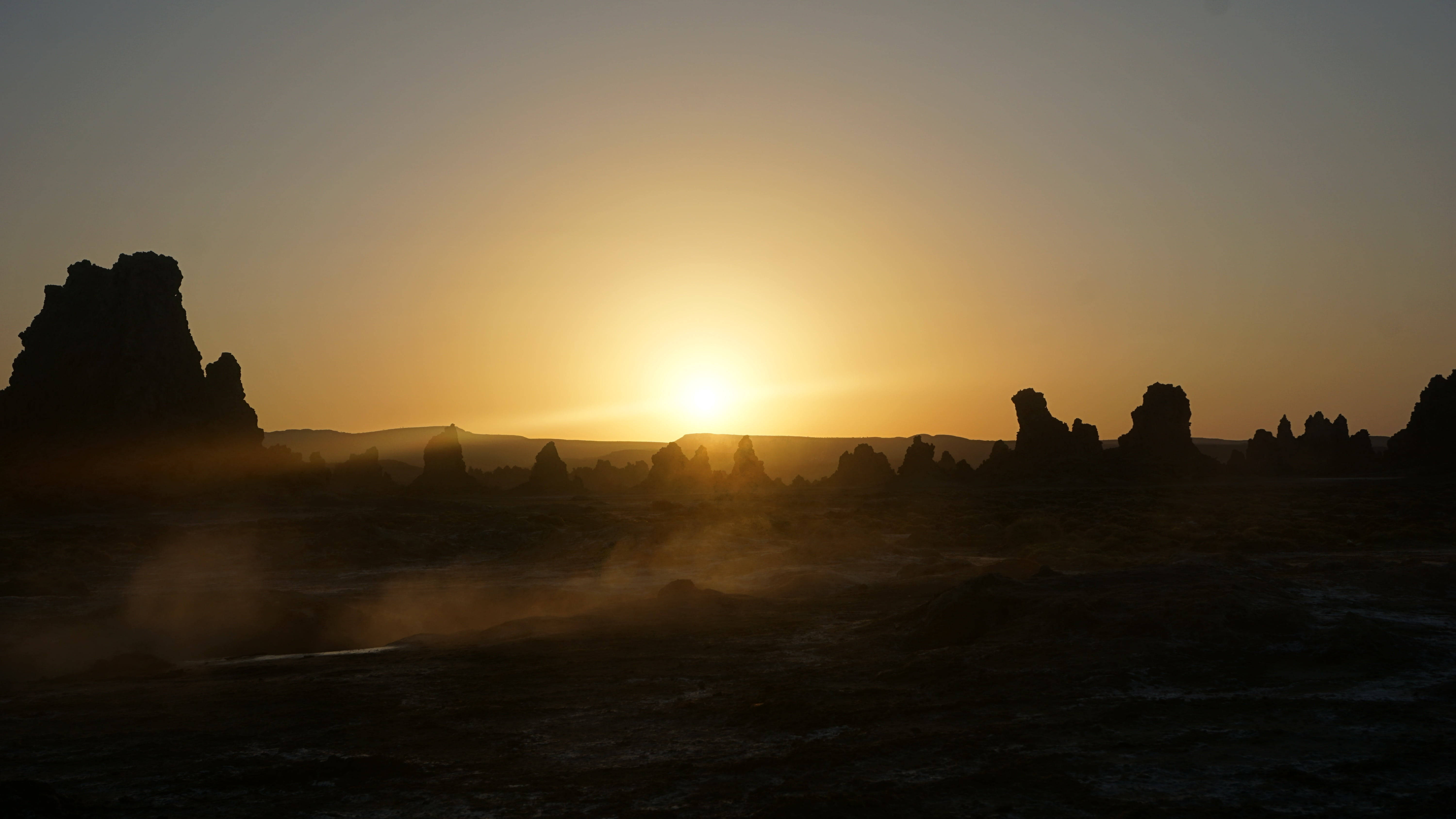 Djibouti, sunset, golden glow, 5K Desktop Wallpaper