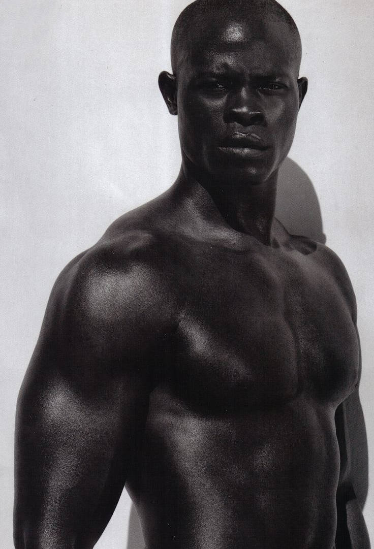 Djimon Hounsou, shirtless, Black man, SD Phone Wallpaper