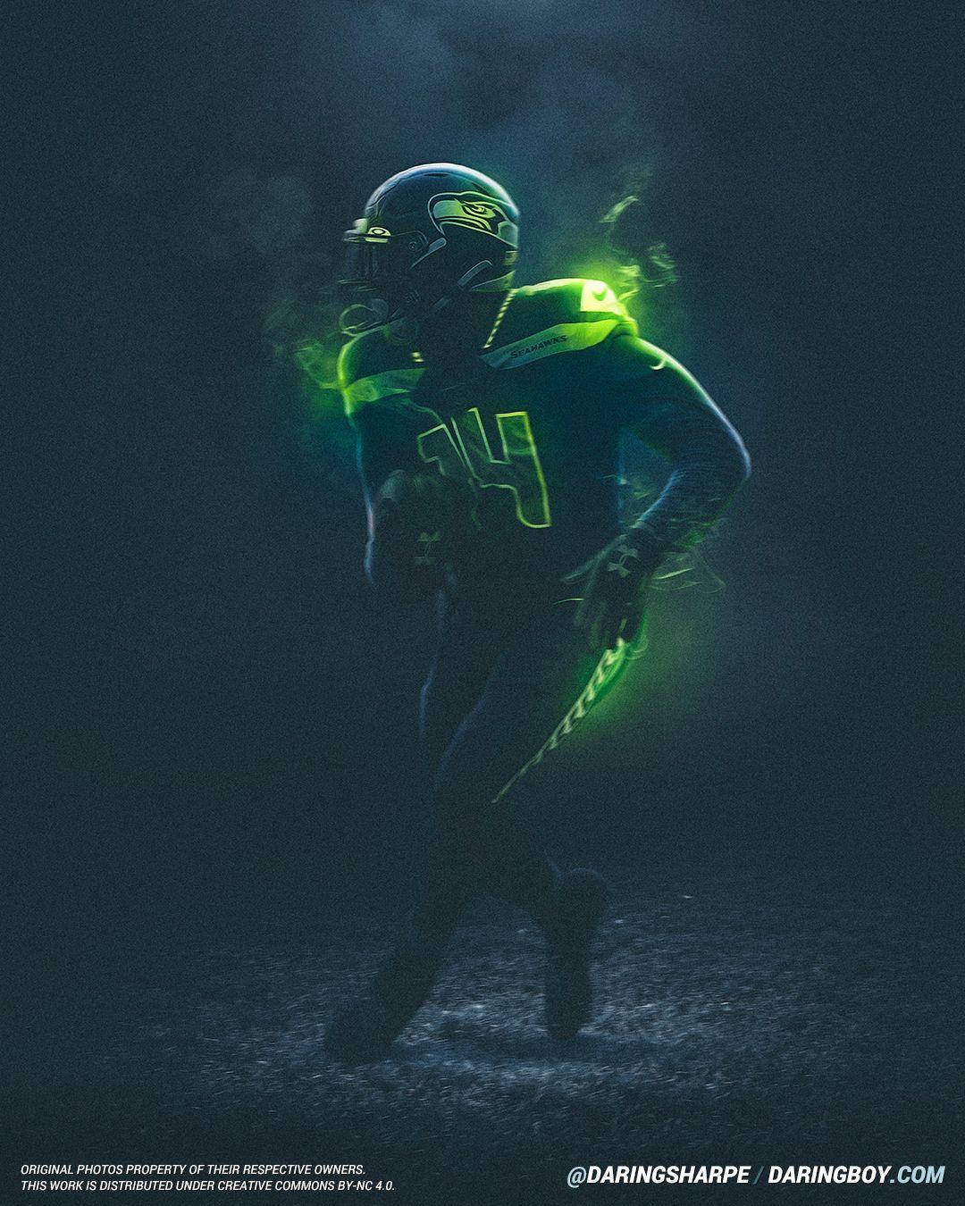 DK Metcalf, glowing green, neon highlights, HD Phone Wallpaper