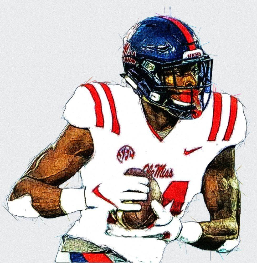 DK Metcalf, Ole Miss football player, white jersey with red stripes, SD Phone Wallpaper