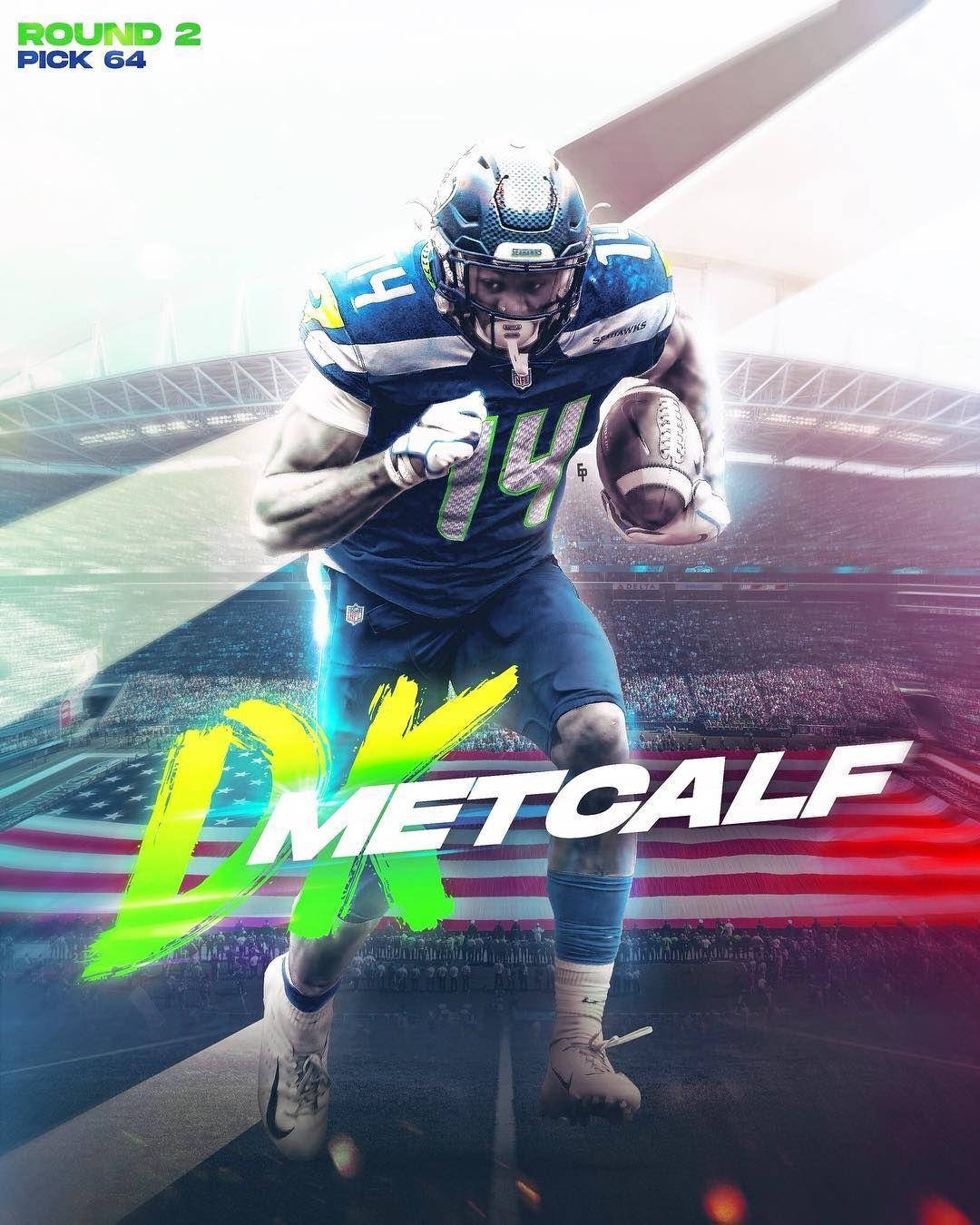 DK Metcalf, blue uniform, football, HD Phone Wallpaper
